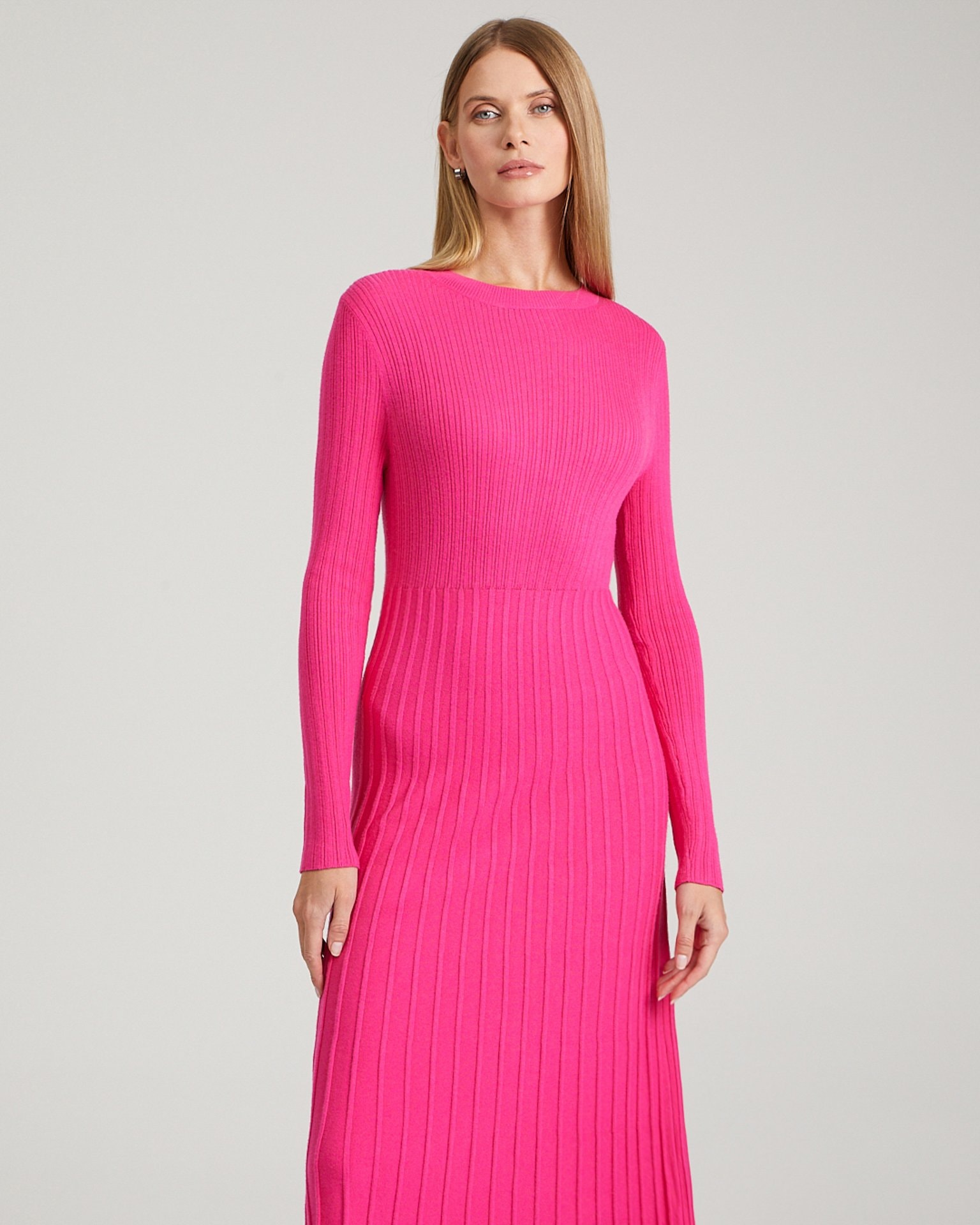 Knit midi dress, Fuchsia — photo 2