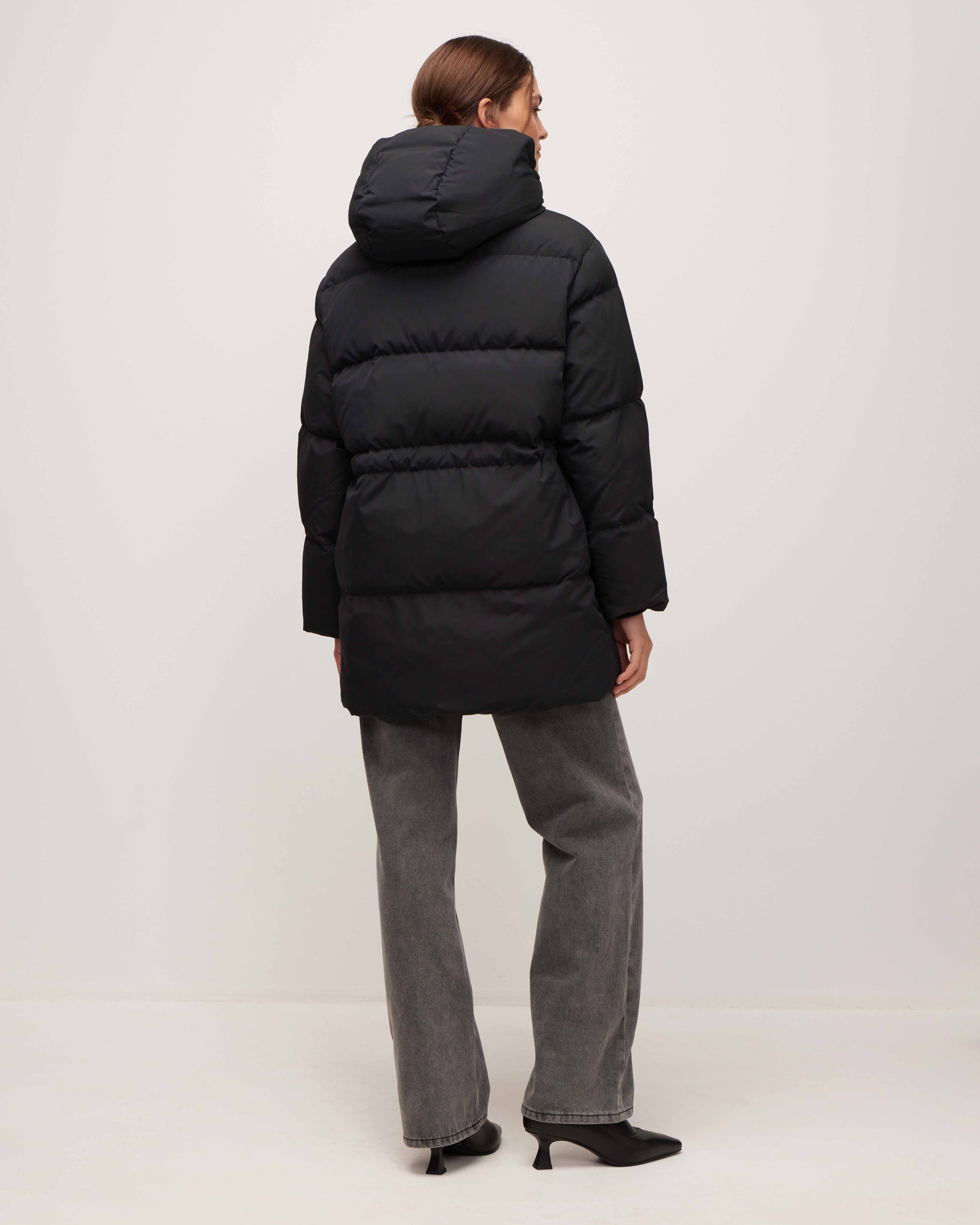 Longline puffer coat, Black — photo 3