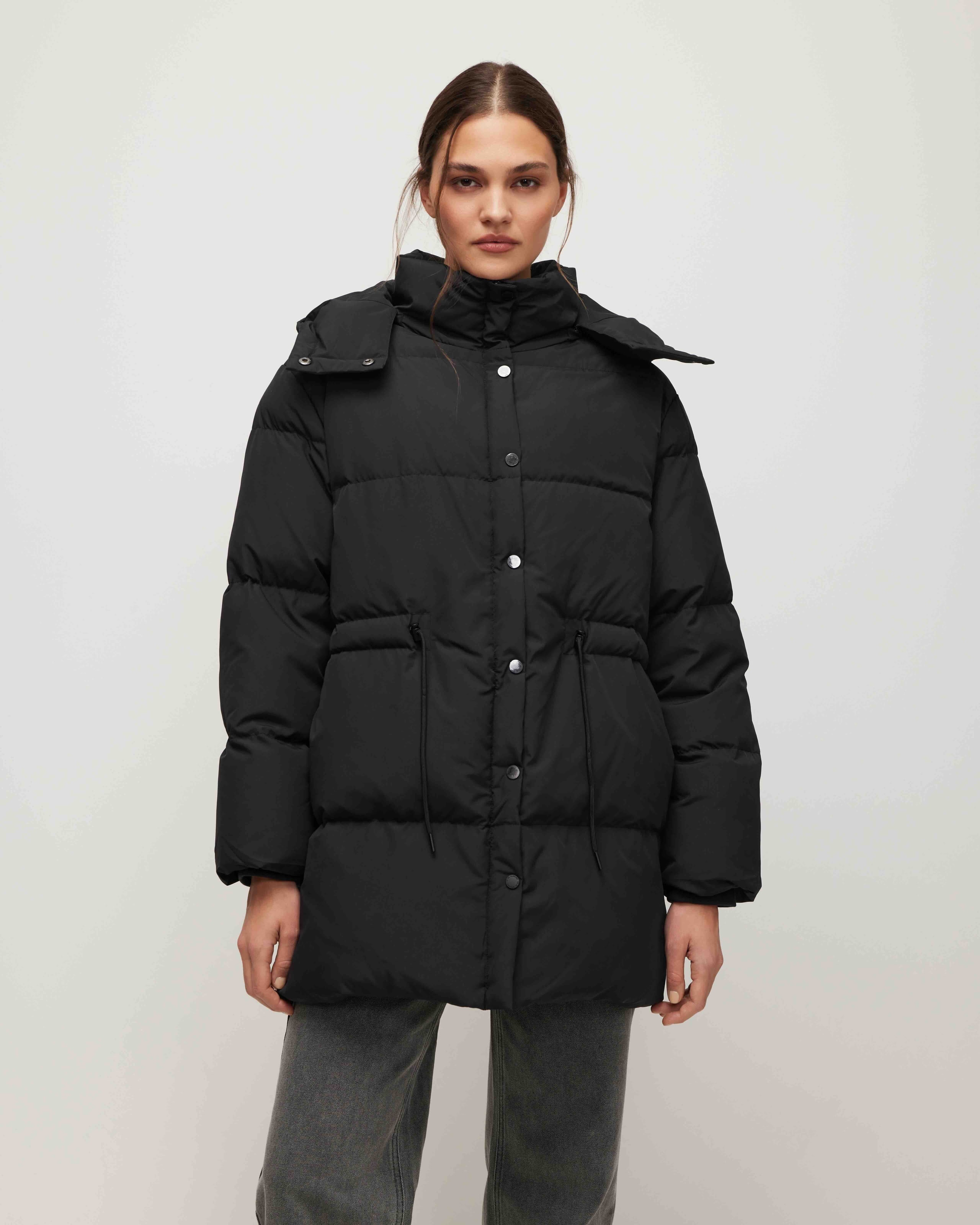 Longline puffer coat, Black — photo 5
