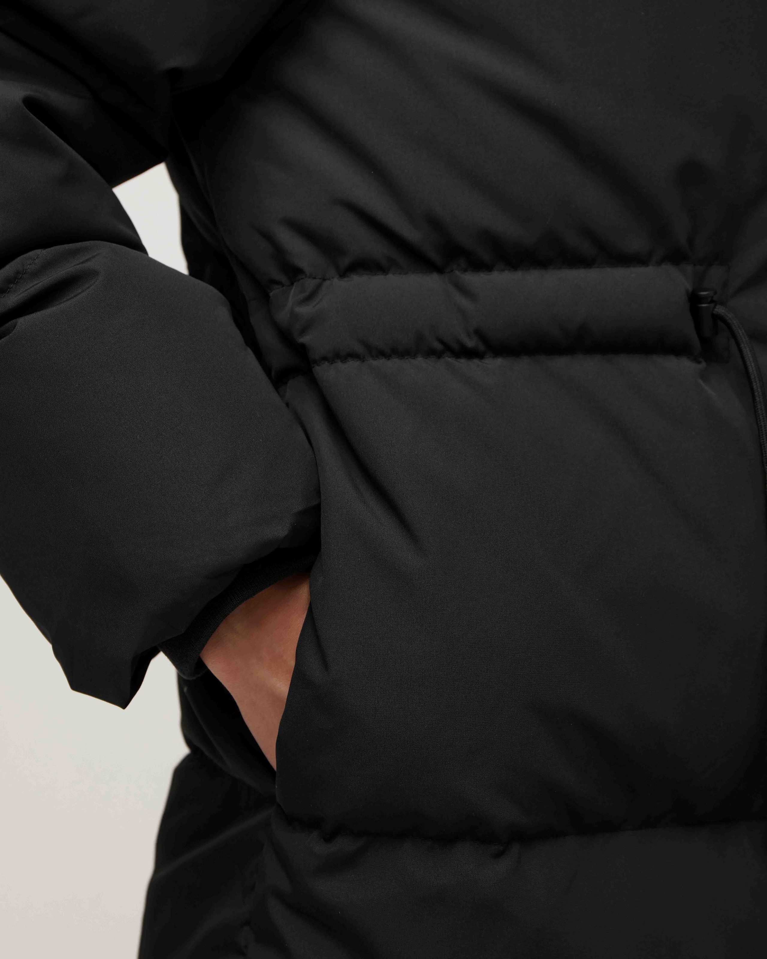 Longline puffer coat, Black — photo 8