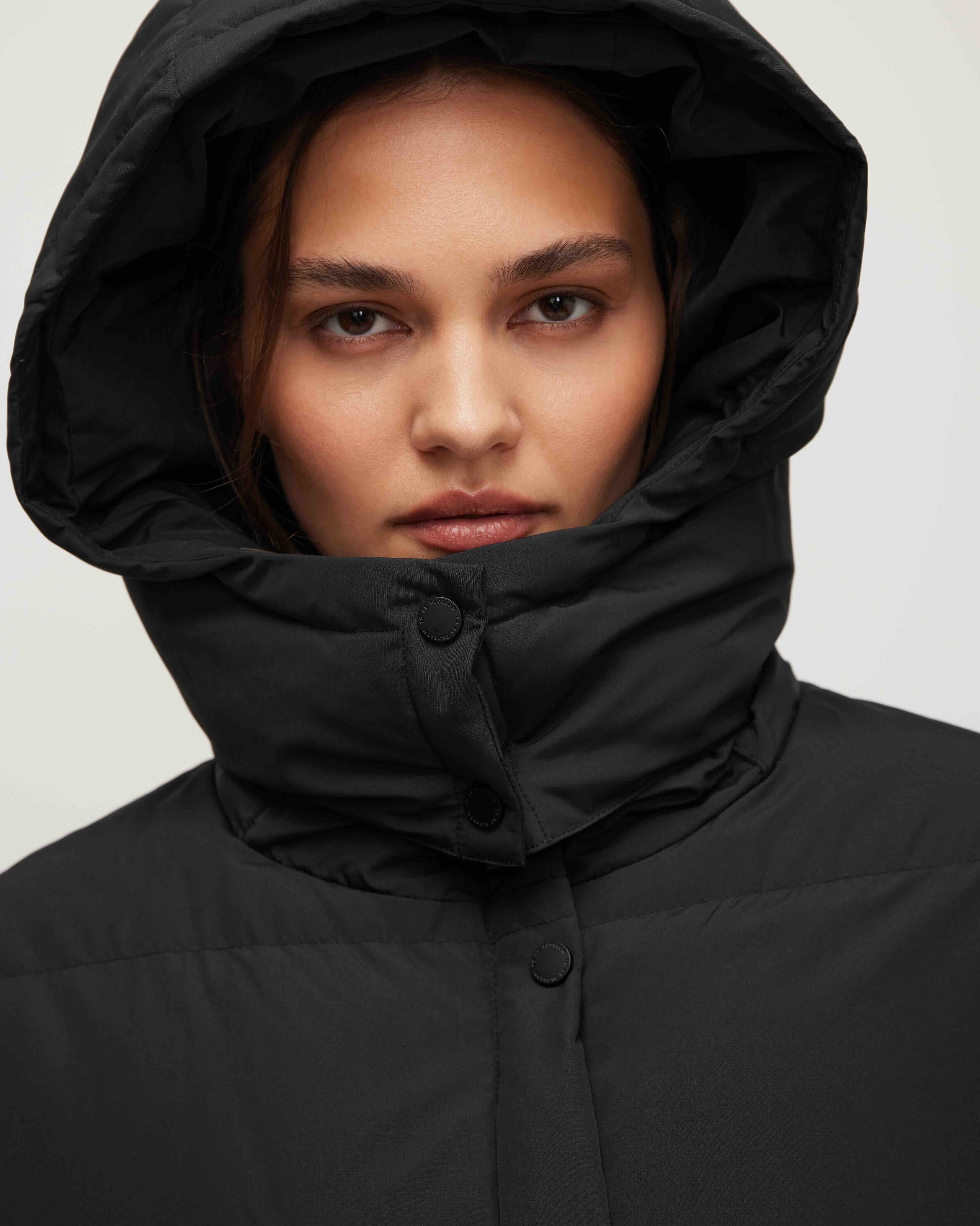 Longline puffer coat, Black — photo 7