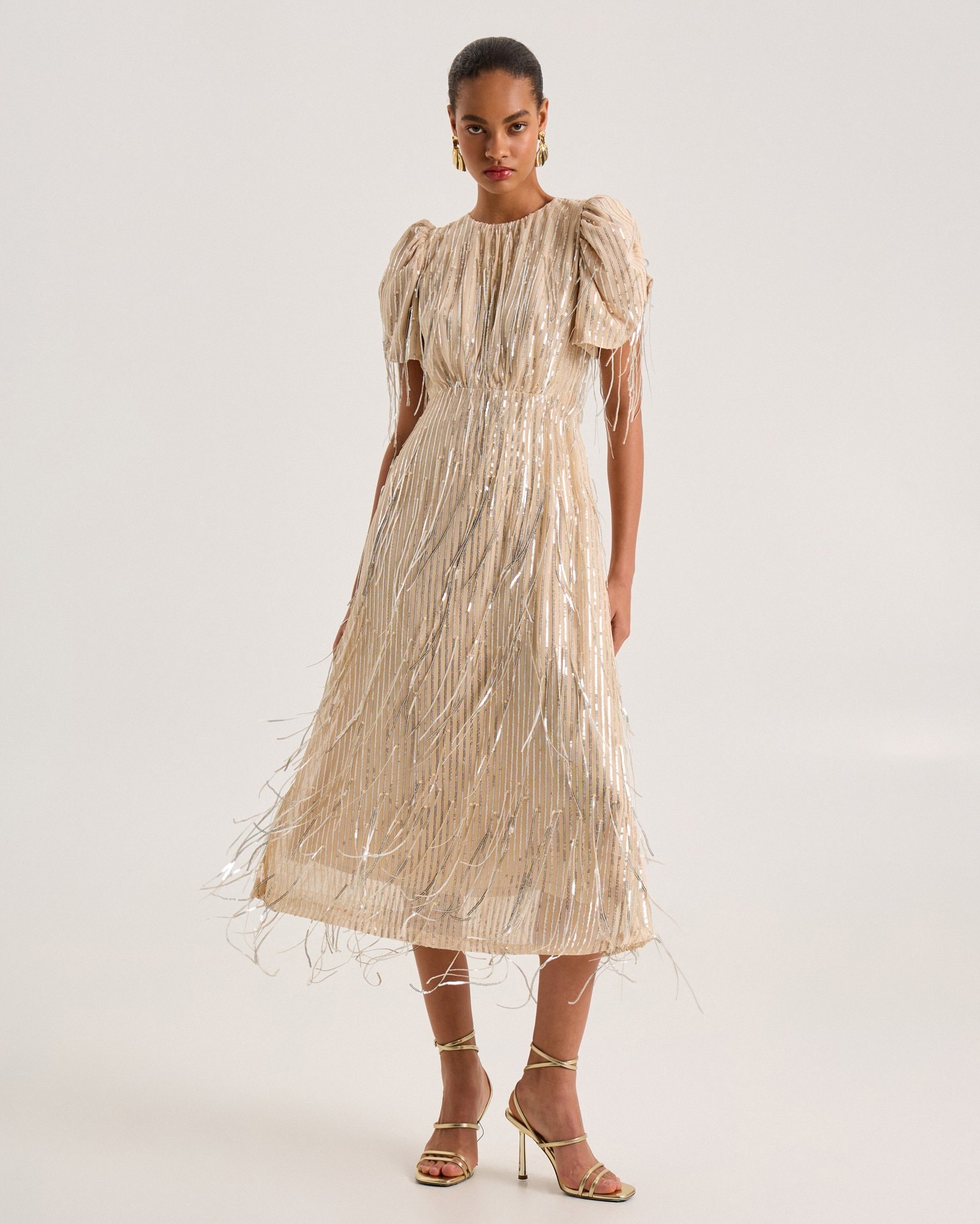 Beige sequin dress, Beige — photo 2