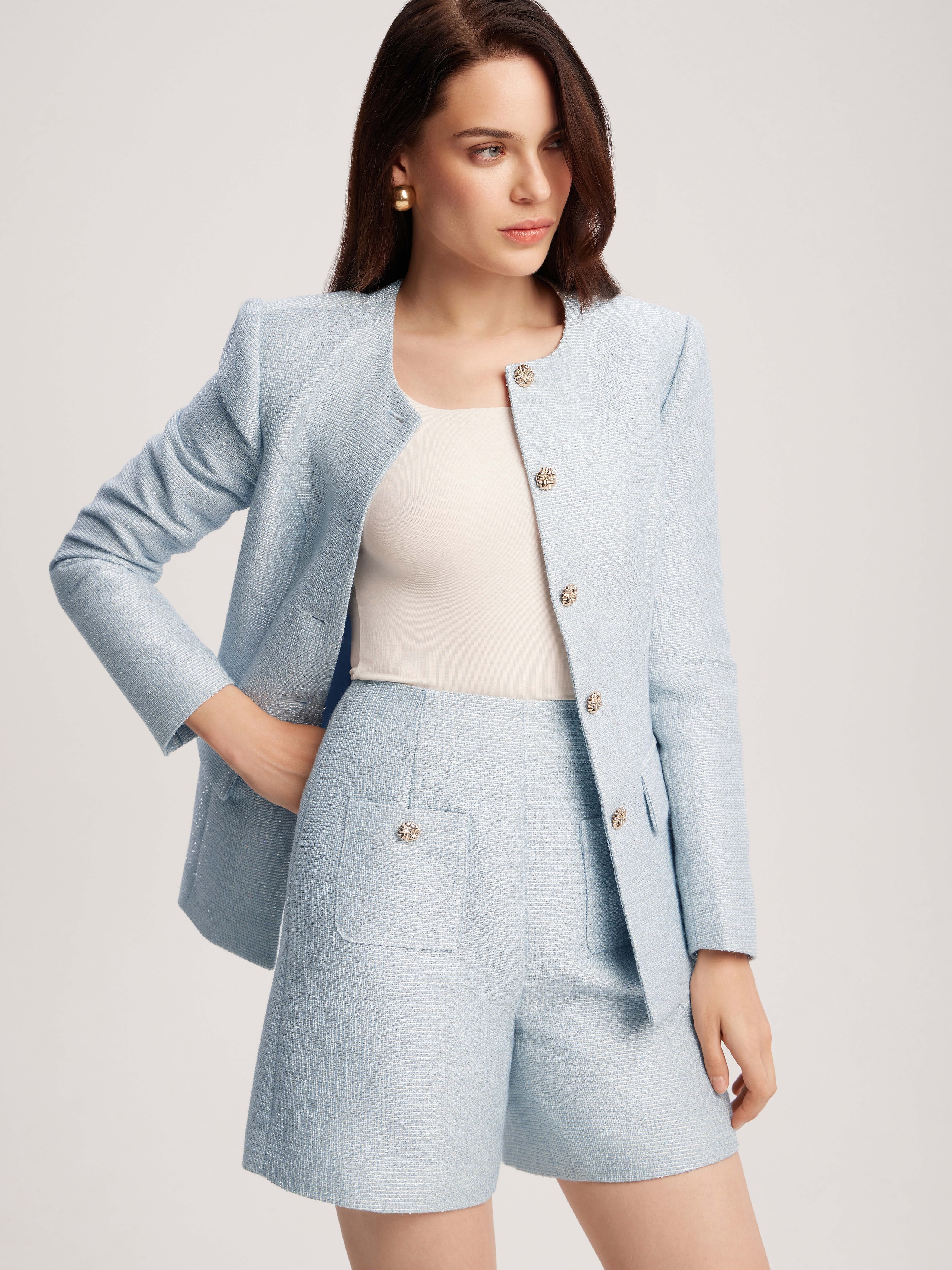 shimmery shorts, Light blue