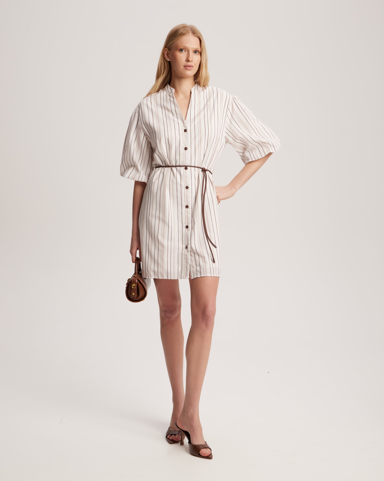 Striped cotton dress, White — photo 4