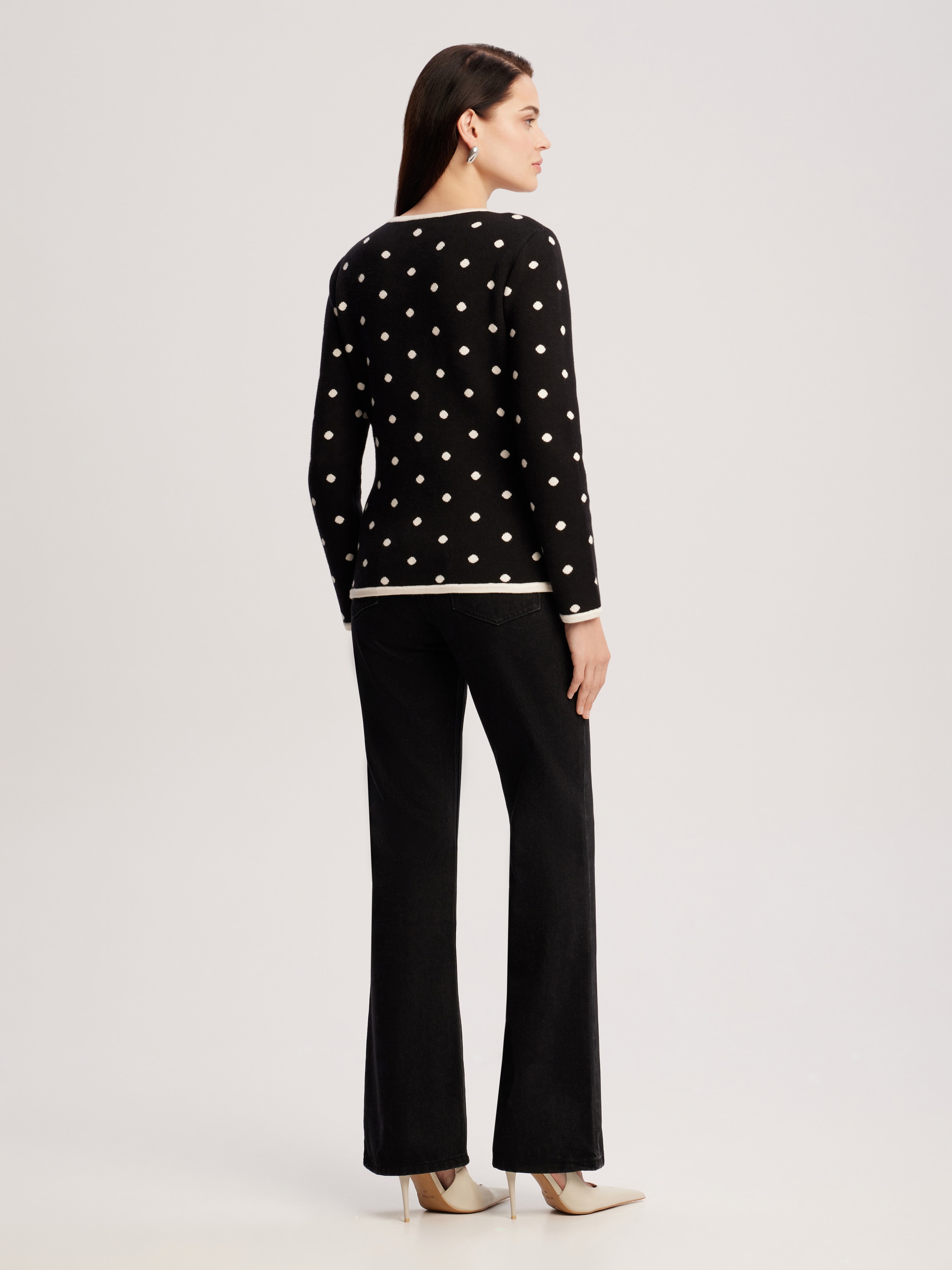 Polka dot cardigan, Black — photo 7