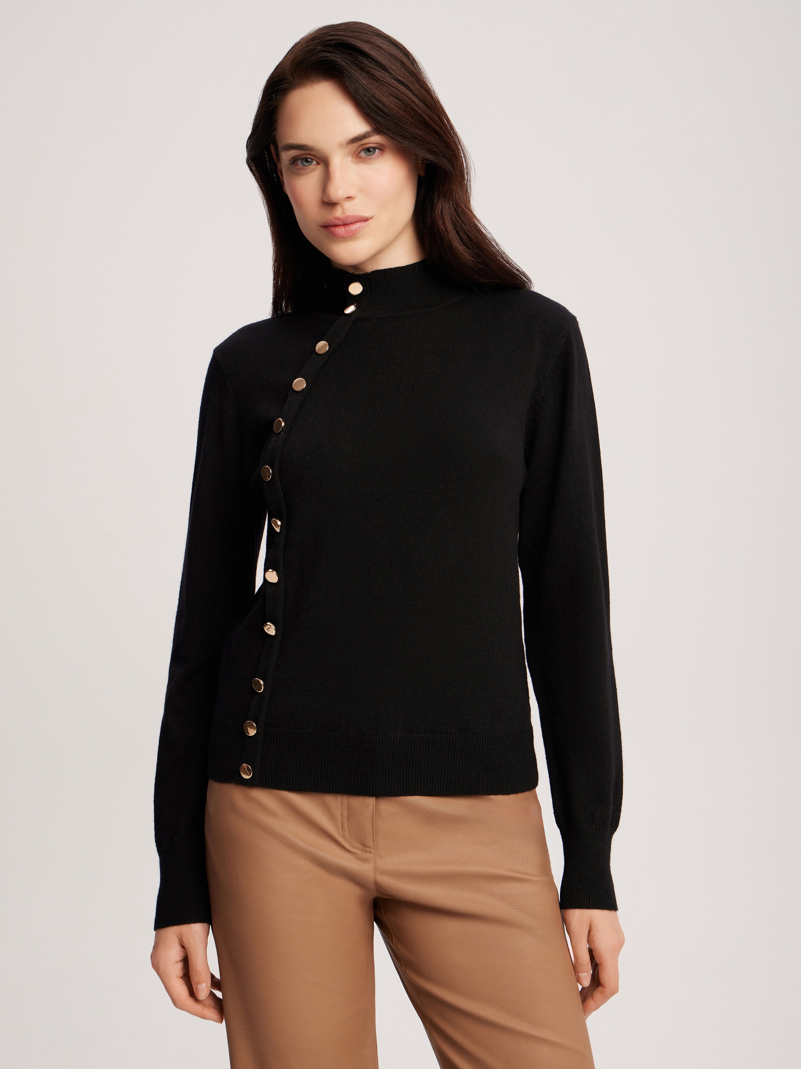 Jumper with accent buttons, Black — photo 8