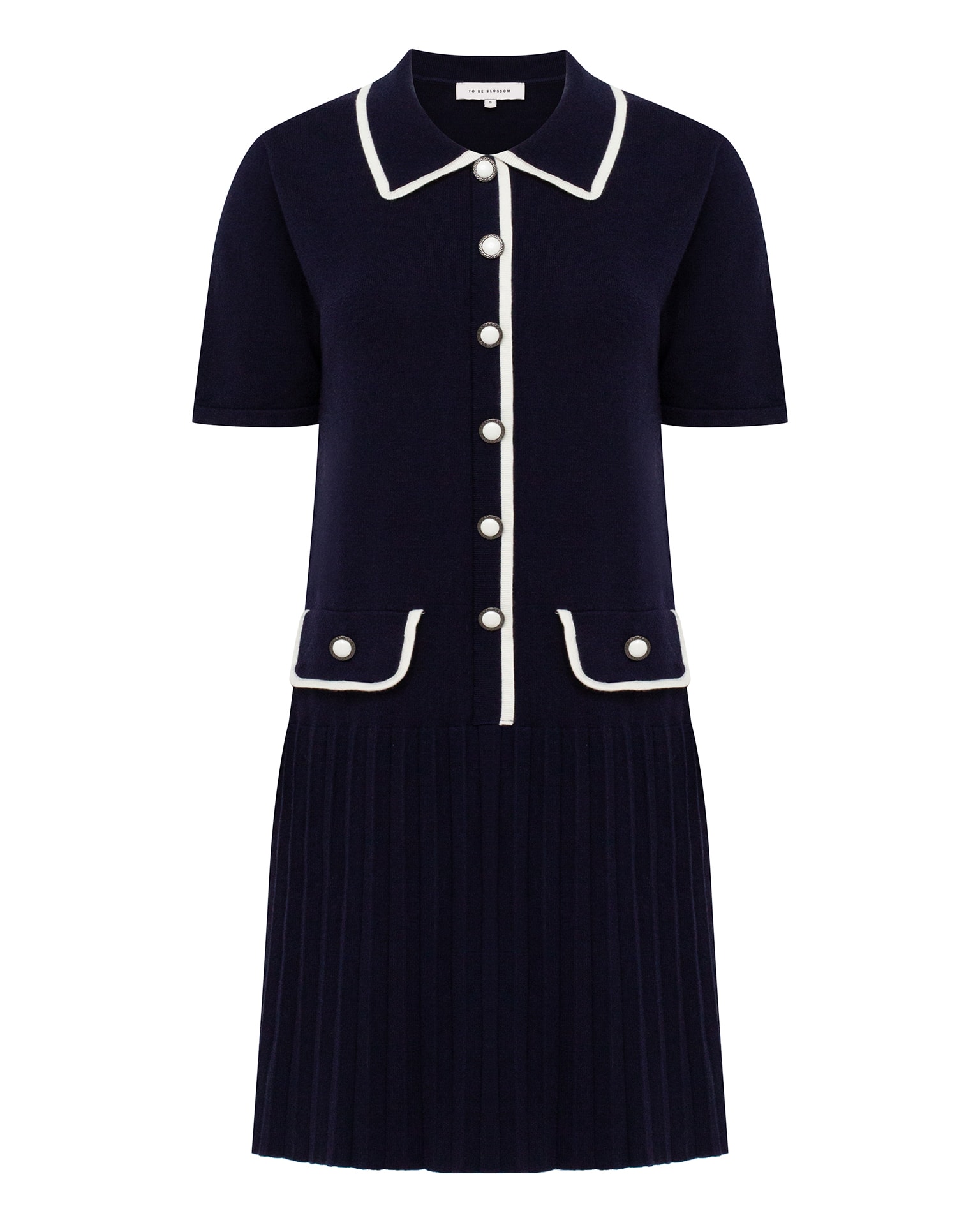 Dress with pleated hem, Blue — photo 2
