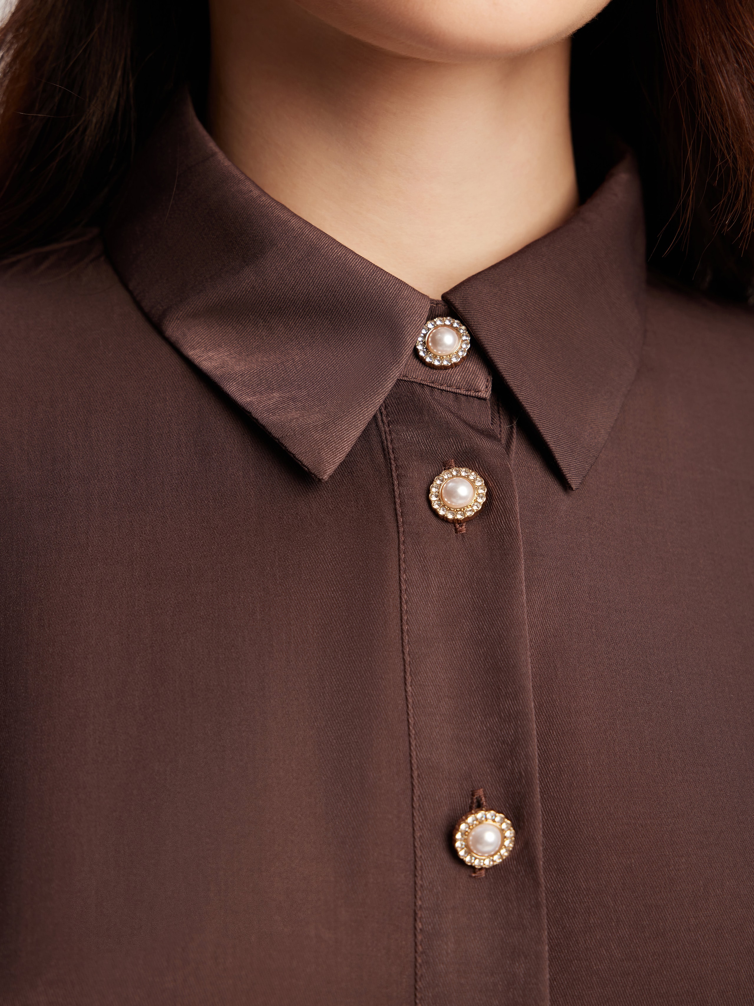 Blouse made of flowing fabric, Brown — photo 7
