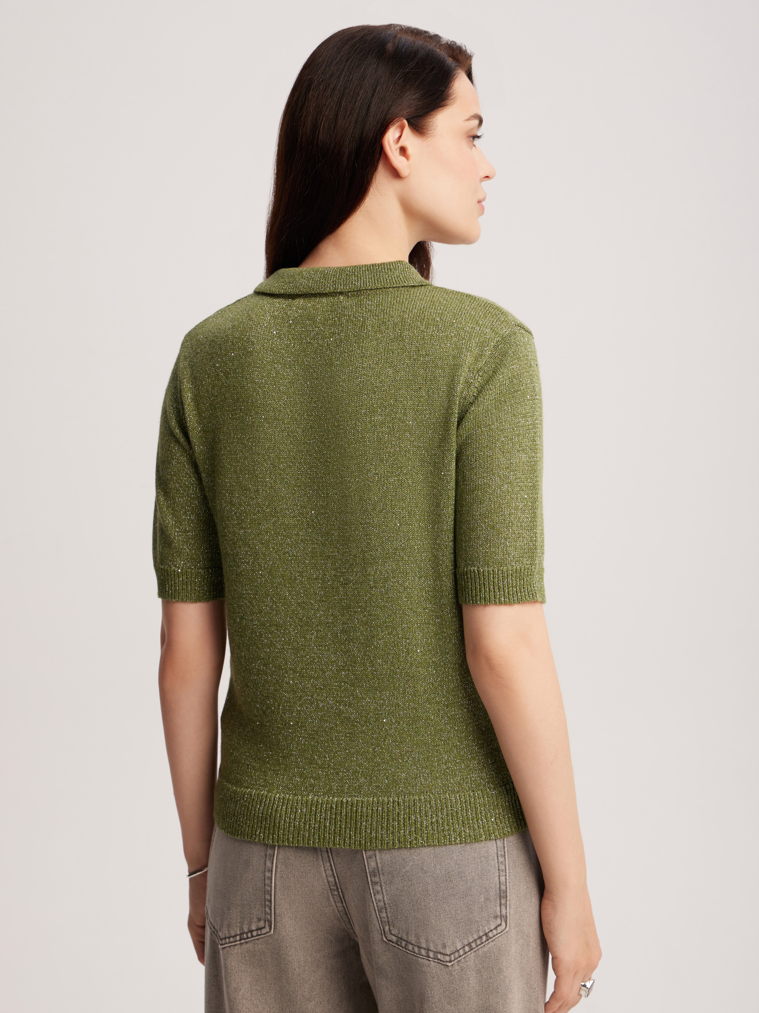 polo shirt with lurex, Green — photo 8