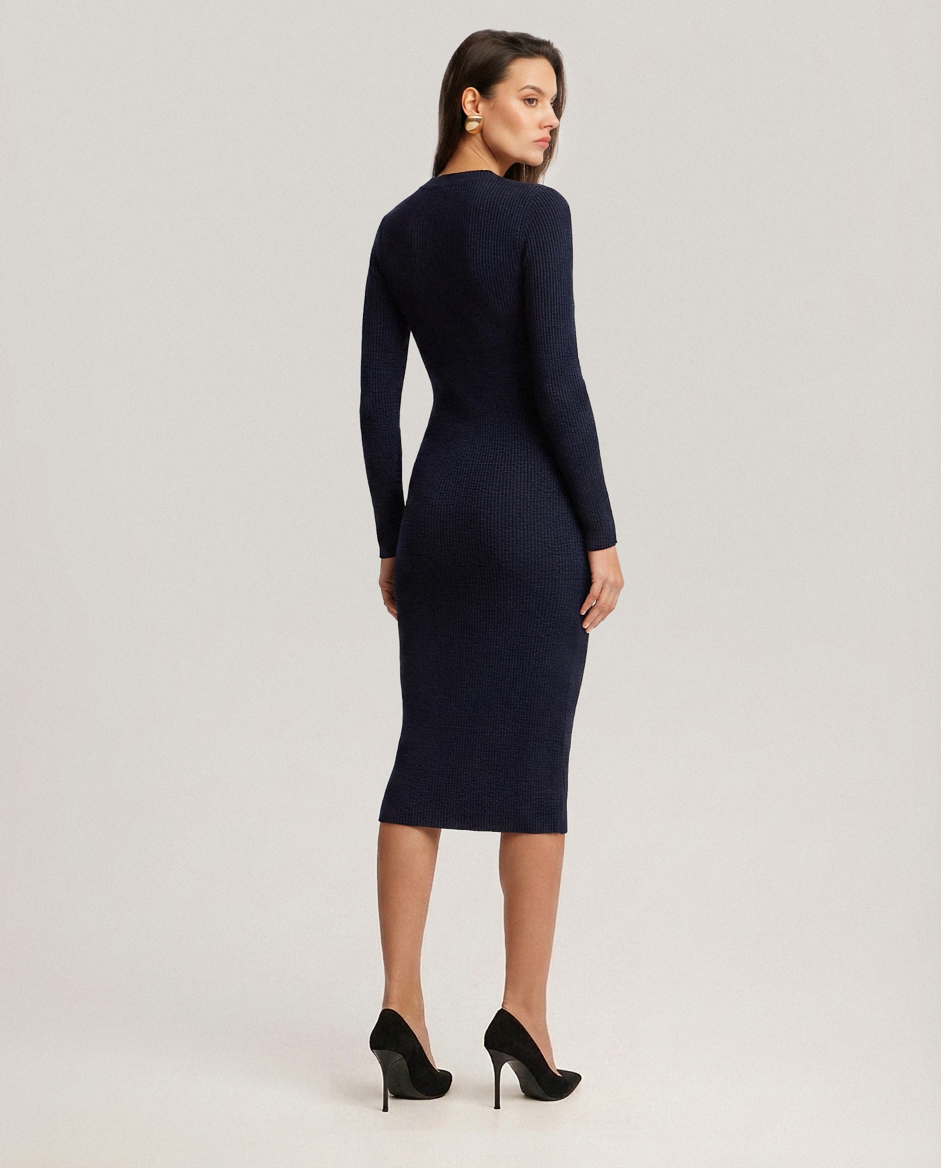 Merino wool dress, Navy blue. — photo 4