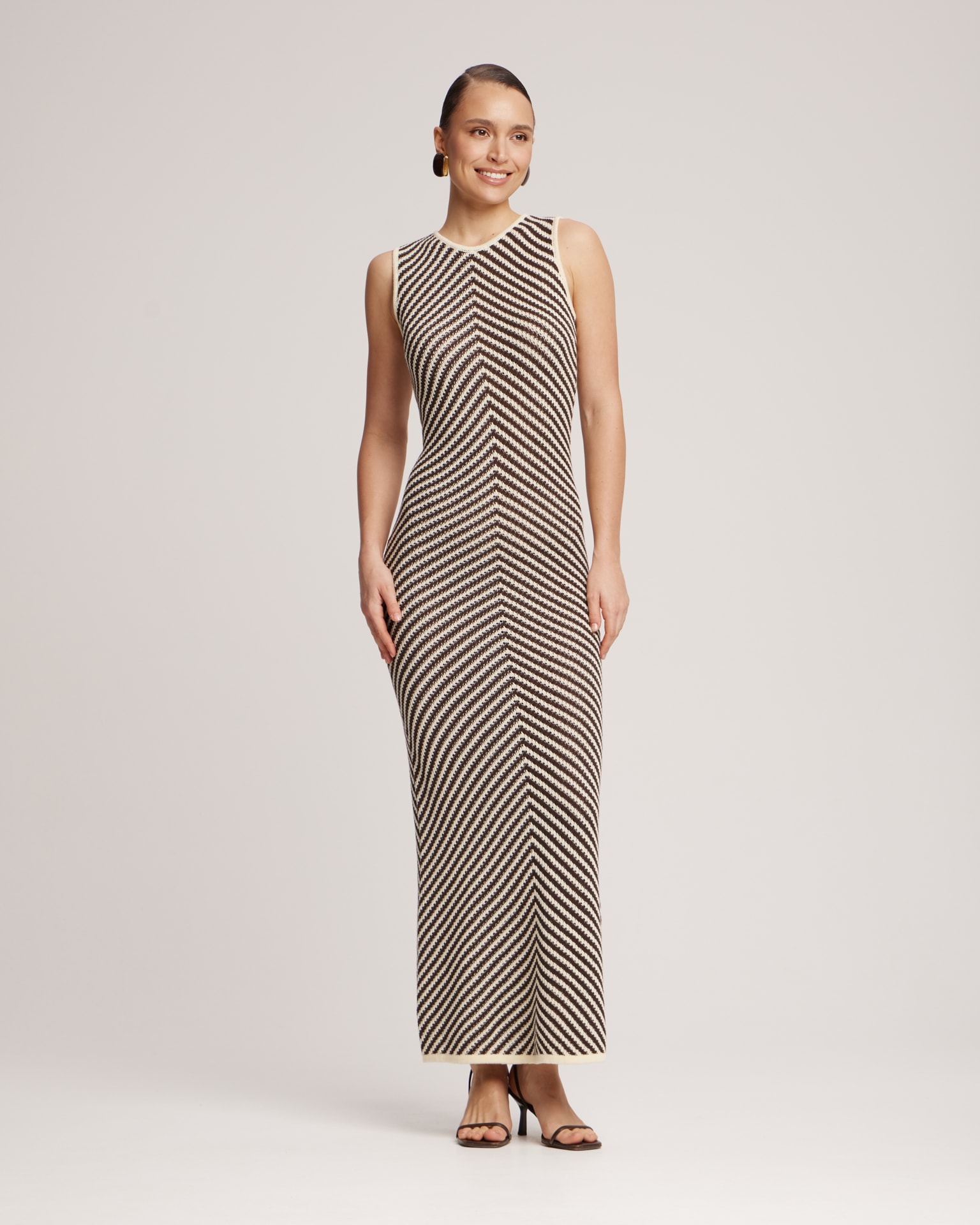Crochet midi dress, Brown
