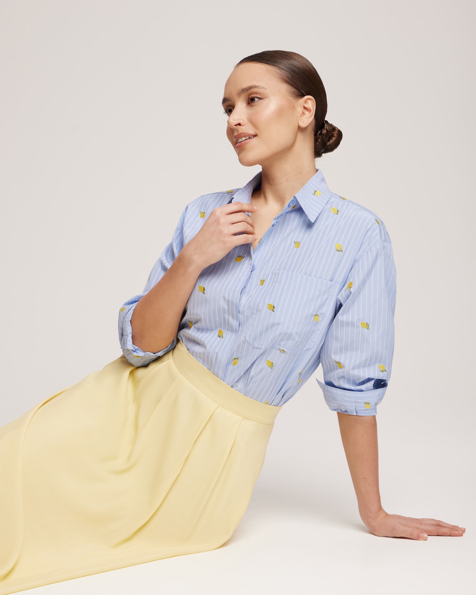 embroidered shirt, blue