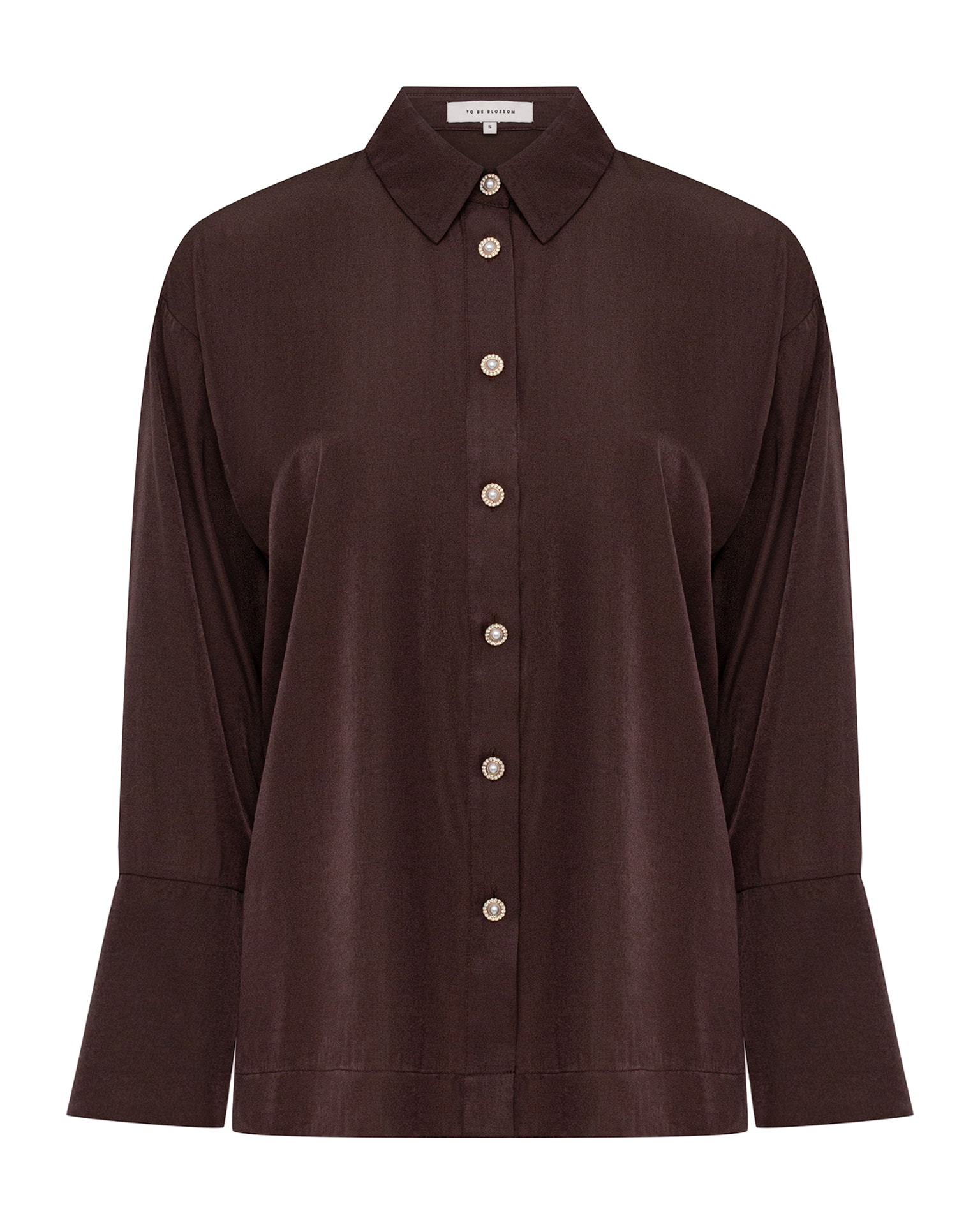 Blouse made of flowing fabric, Brown — photo 2