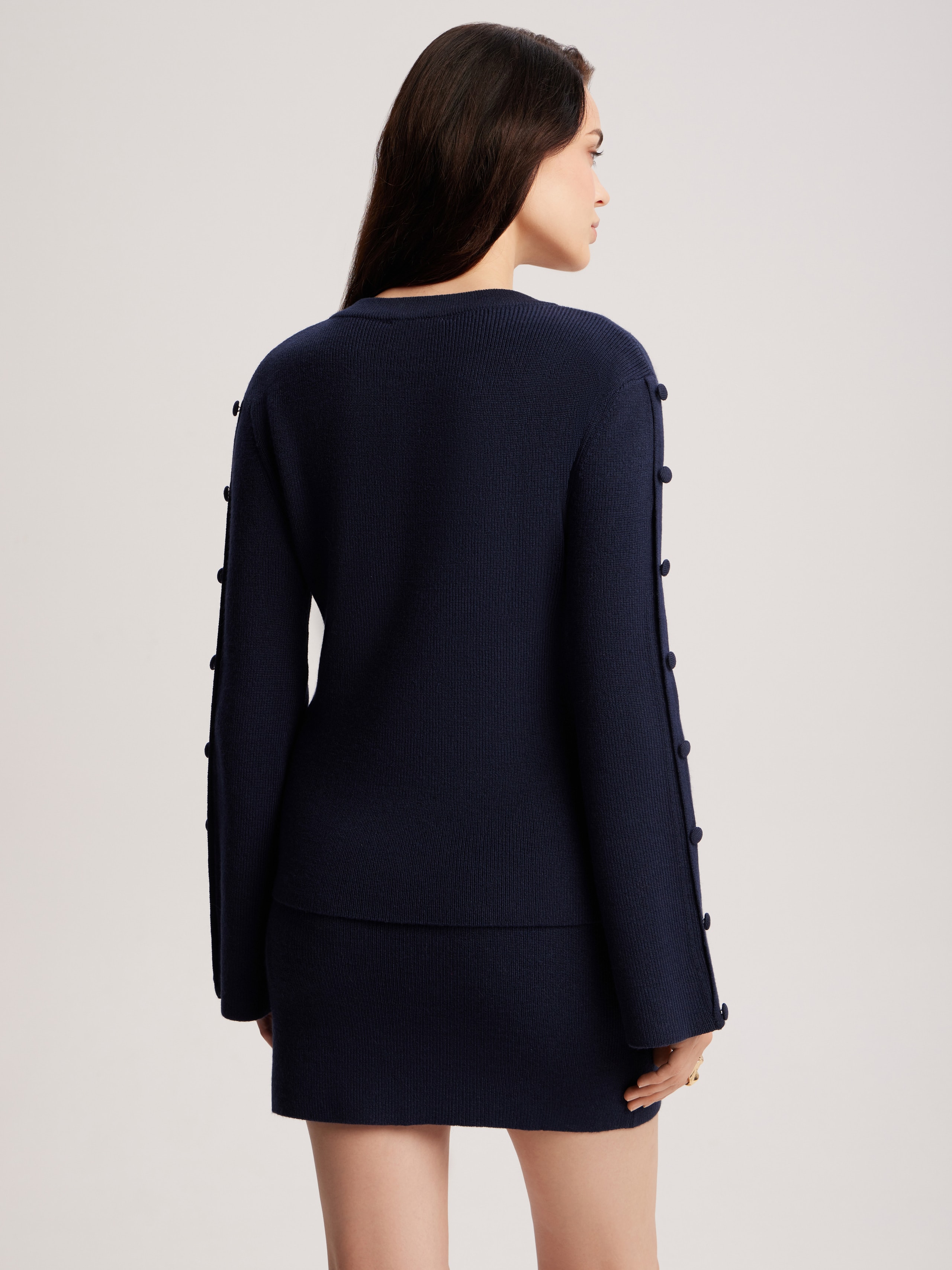 Knitted suit with a skirt, Blue — photo 8