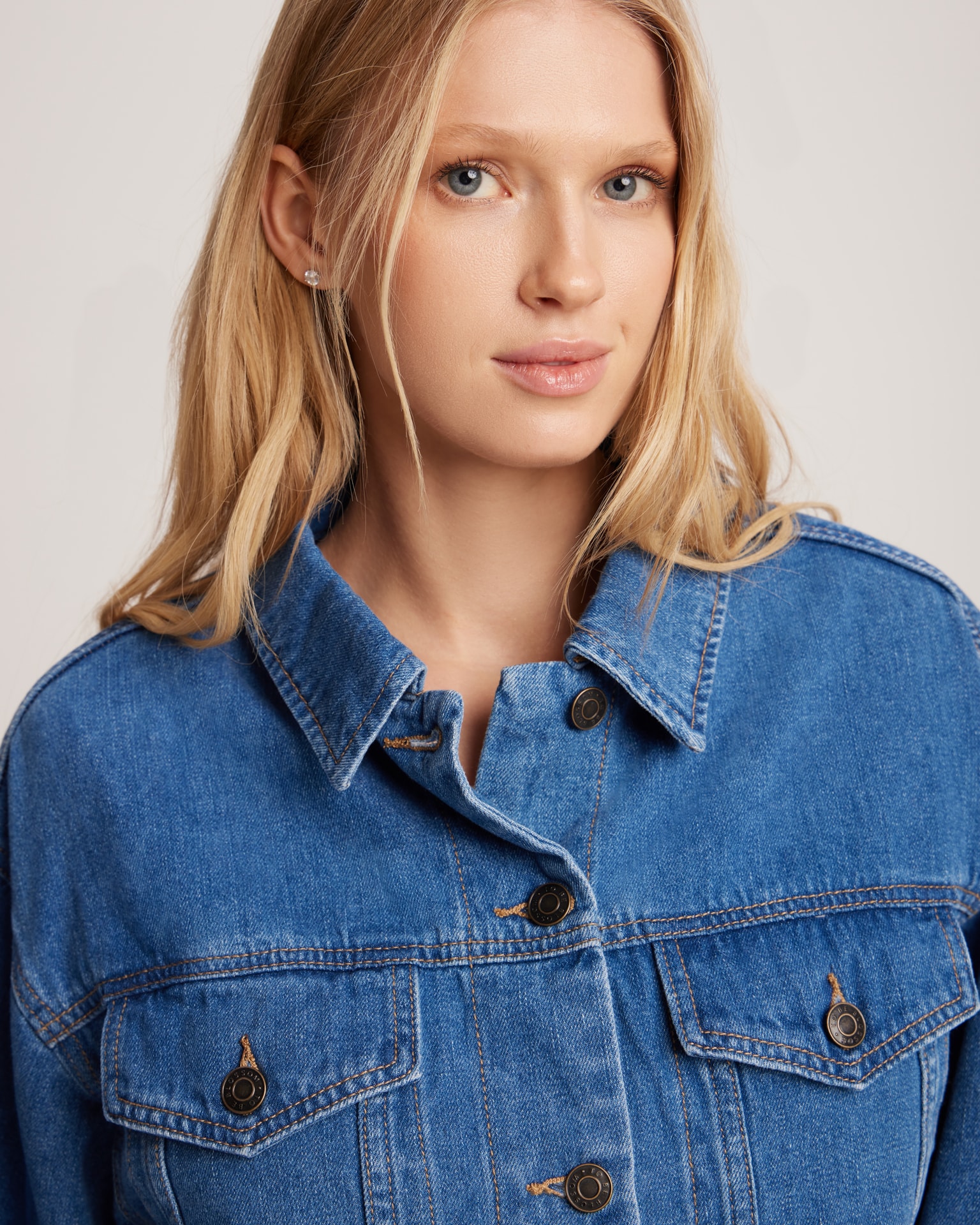 Cropped Denim Jacket, Blue — photo 5