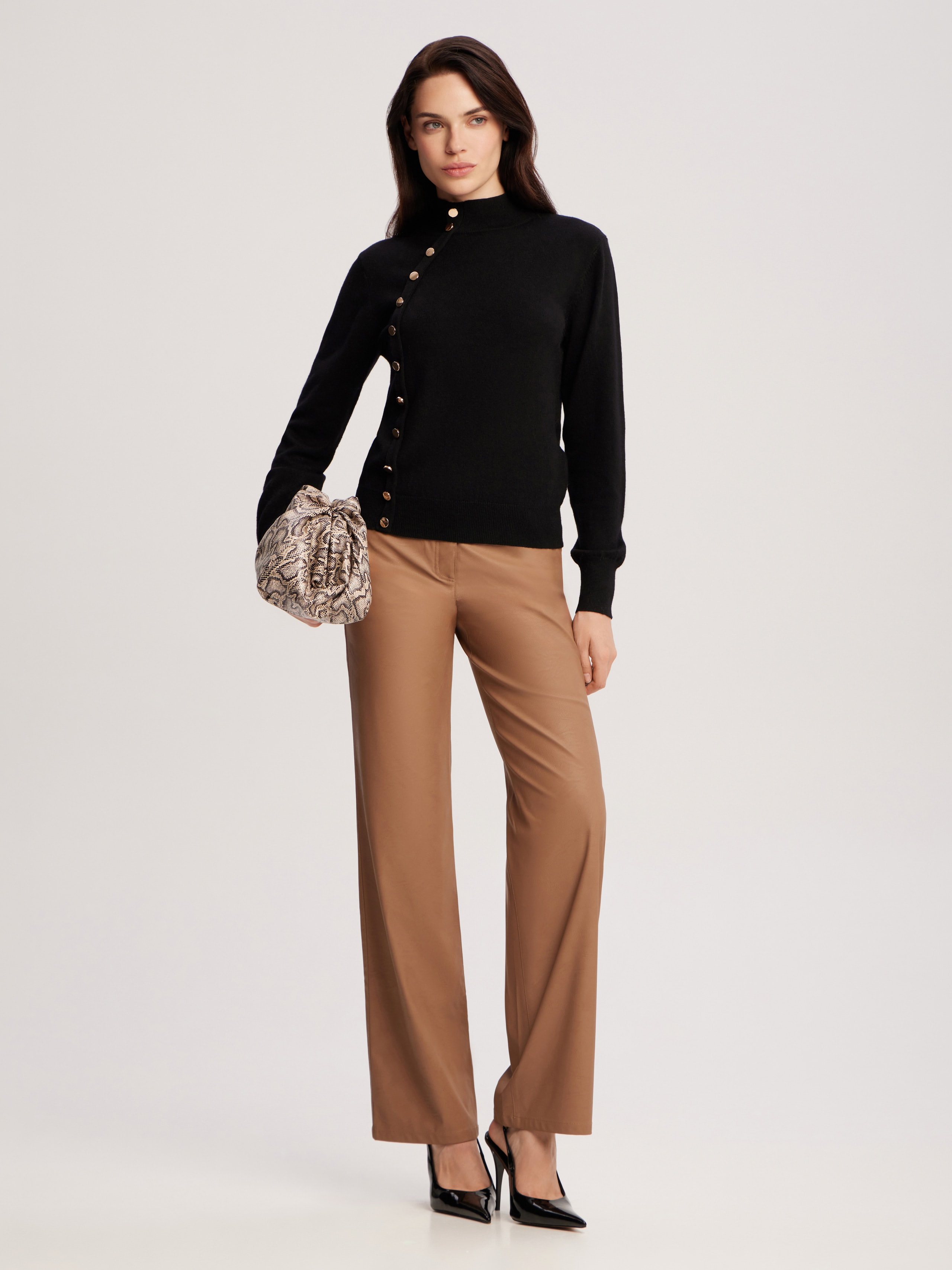 Jumper with accent buttons, Black — photo 6