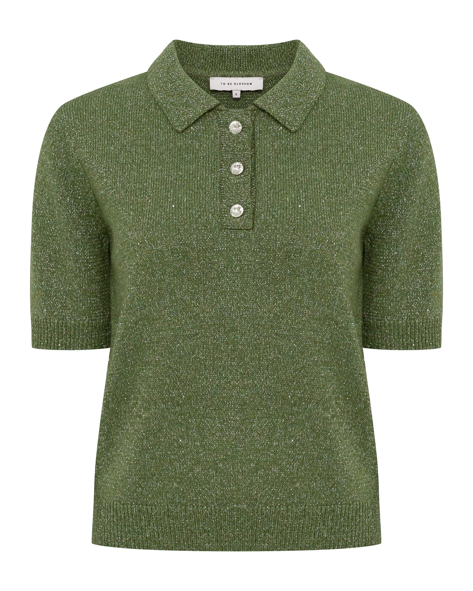 polo shirt with lurex, Green — photo 2