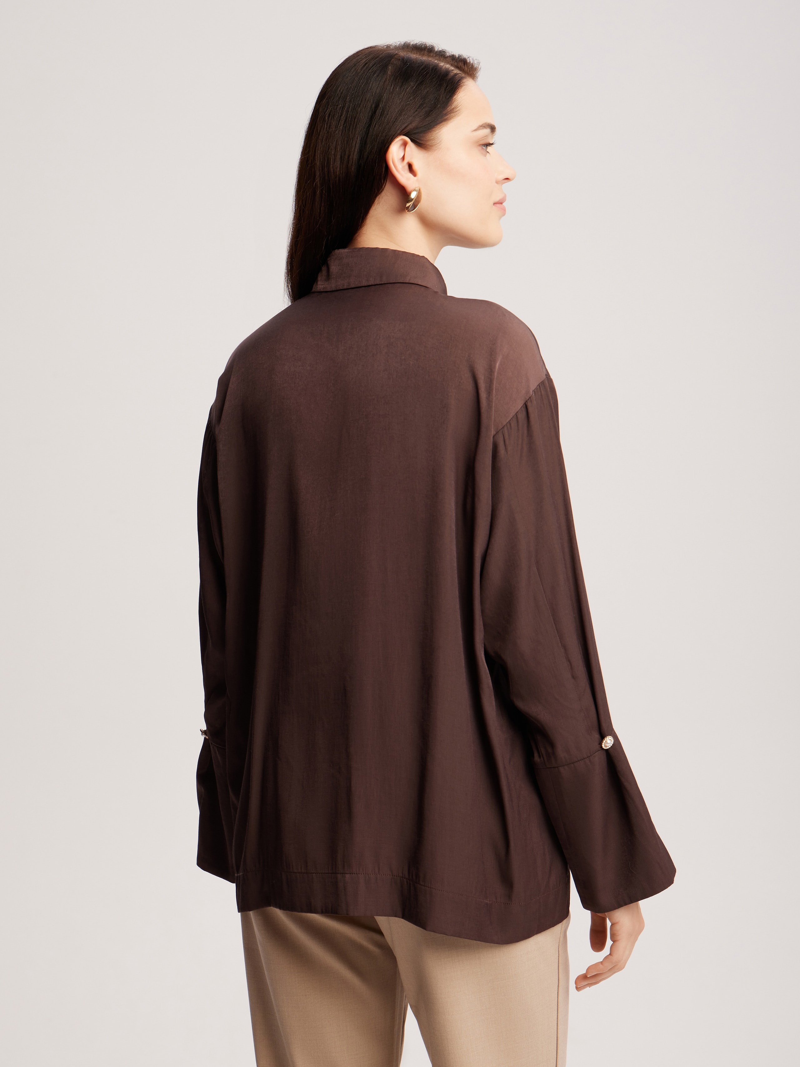 Blouse made of flowing fabric, Brown — photo 6