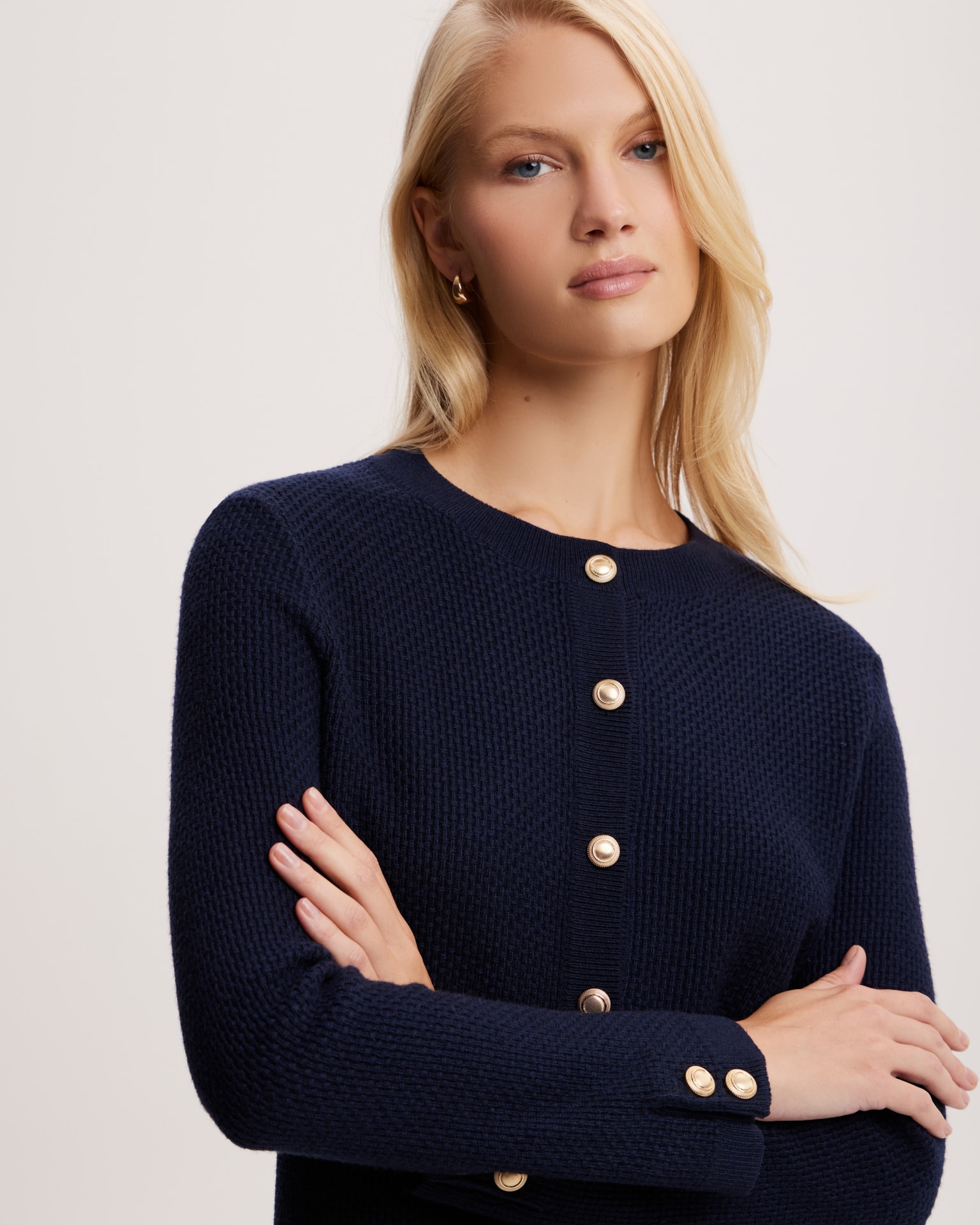 Merino wool cardigan, Dark Navy — photo 6