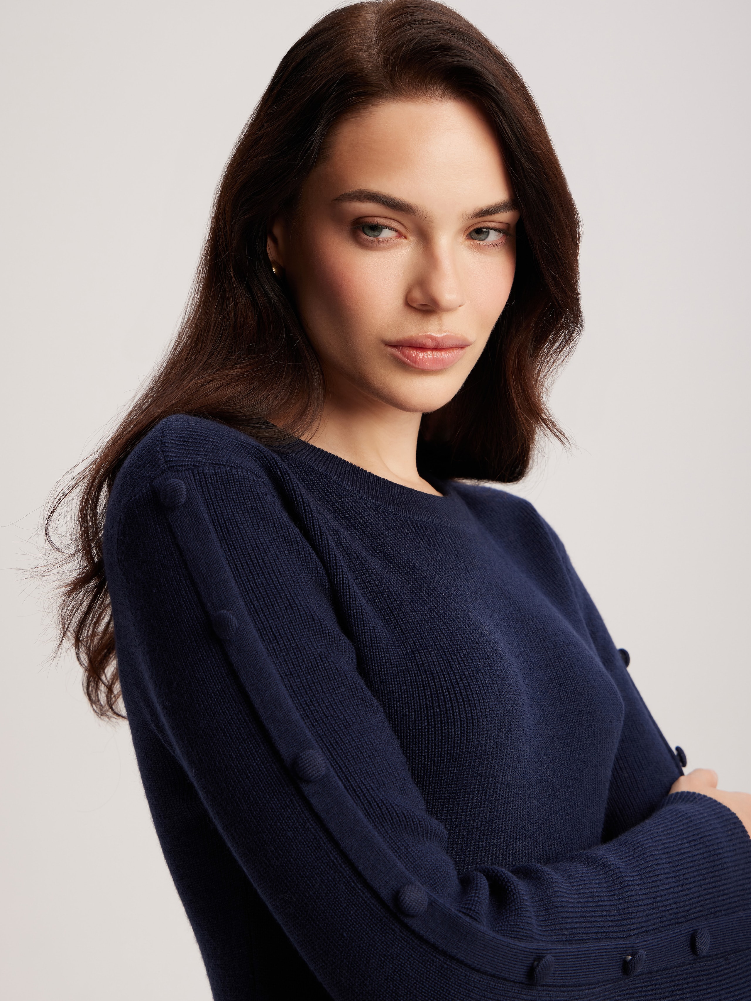 Knitted suit with a skirt, Blue — photo 9