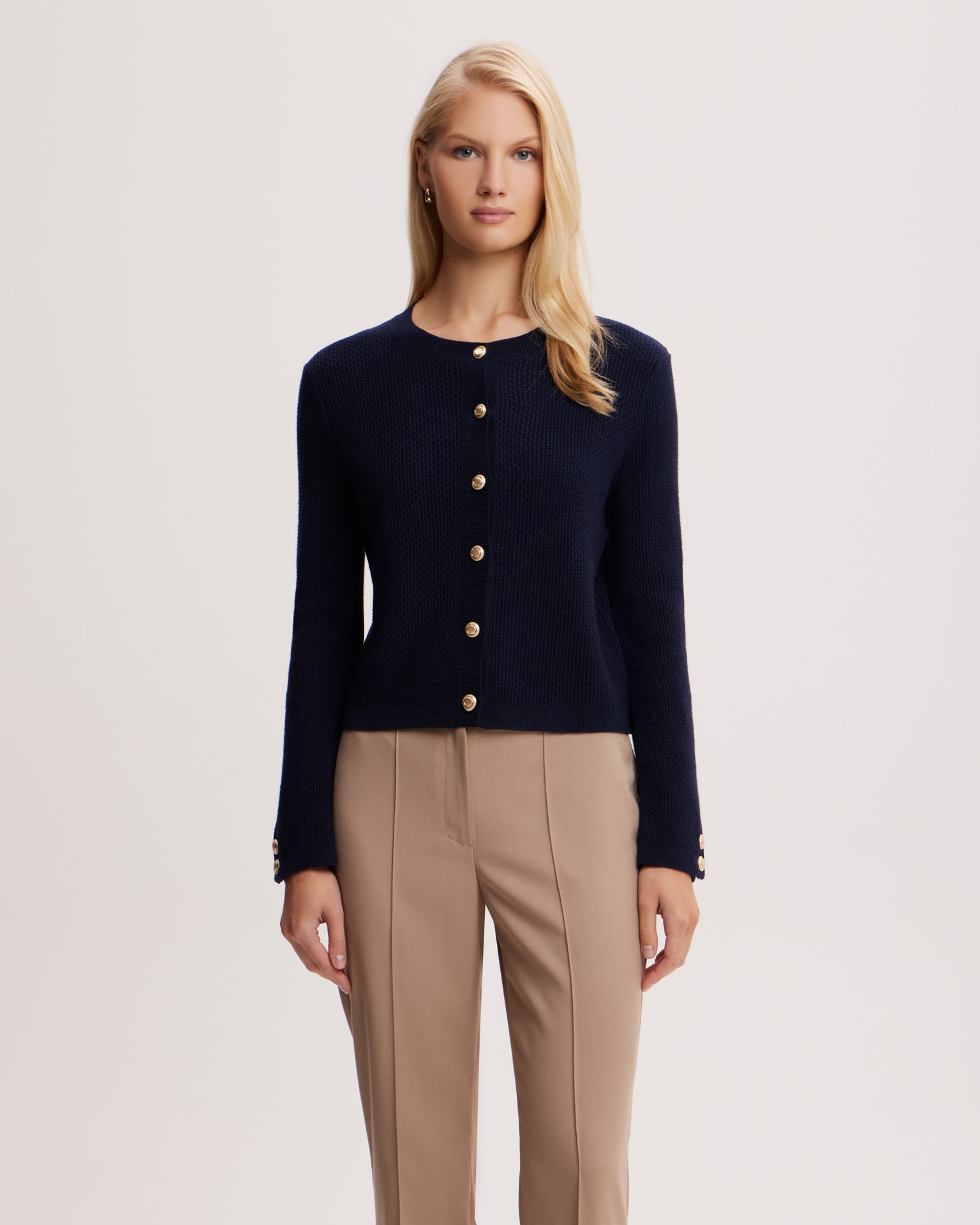 Merino wool cardigan, Dark Navy — photo 5