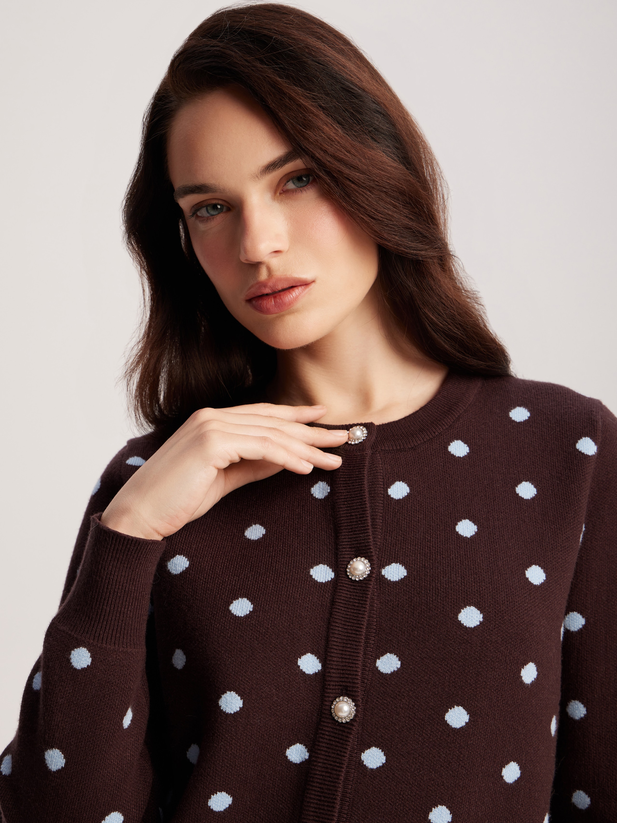 Set with a polka dot skirt, Brown — photo 5