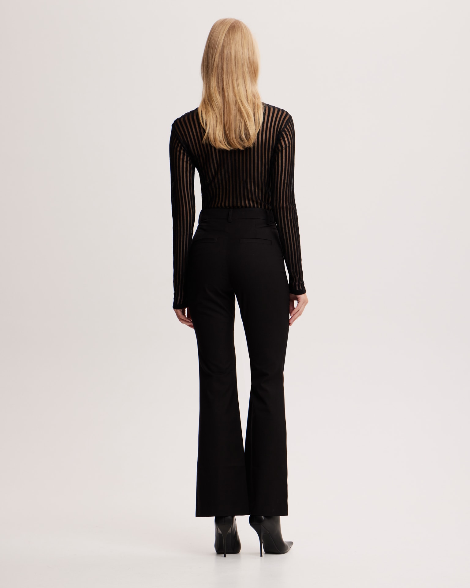 Striped sheer long-sleeved top, Black — photo 3