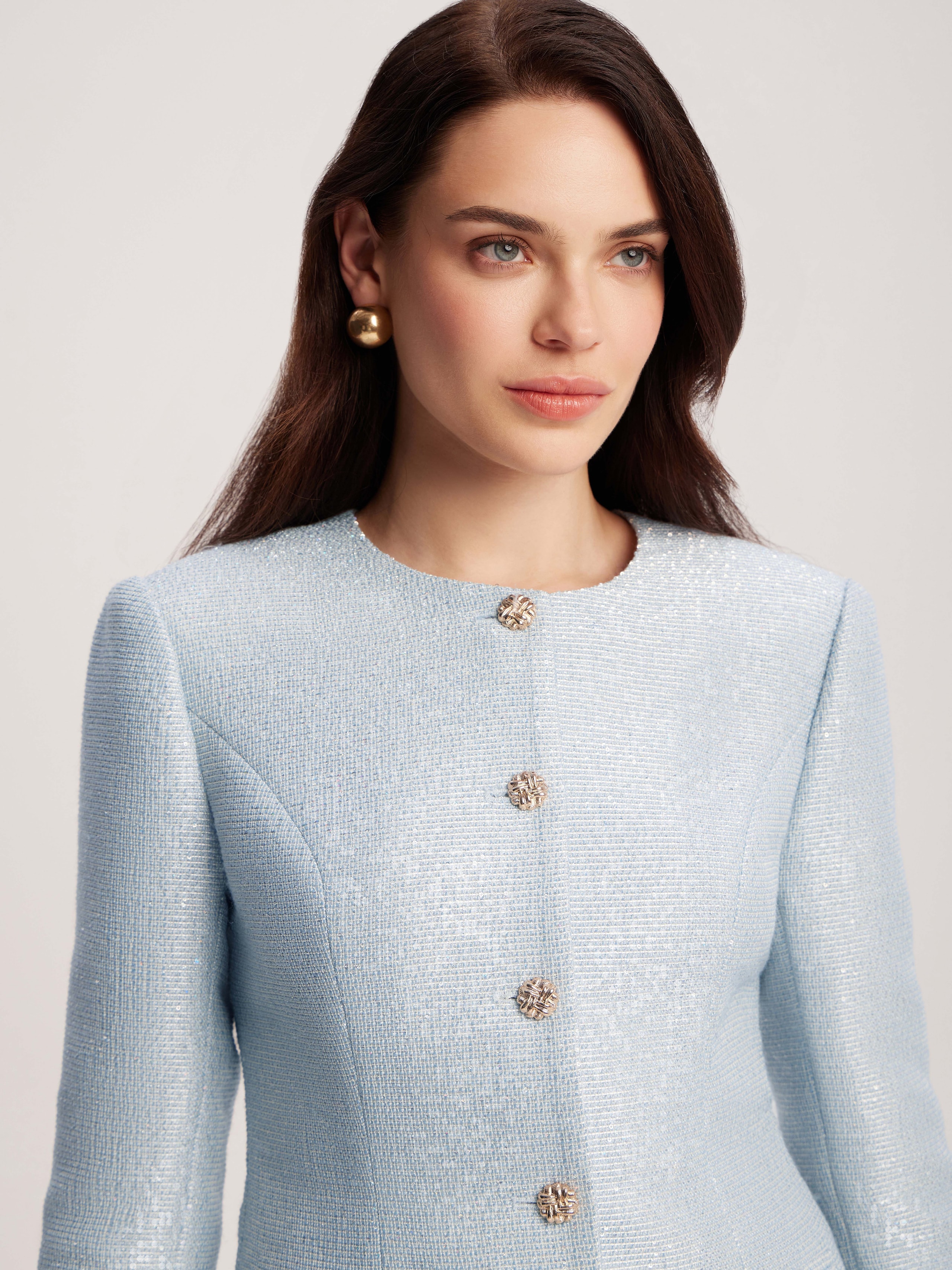 shimmering fabric jacket, Light blue — photo 6