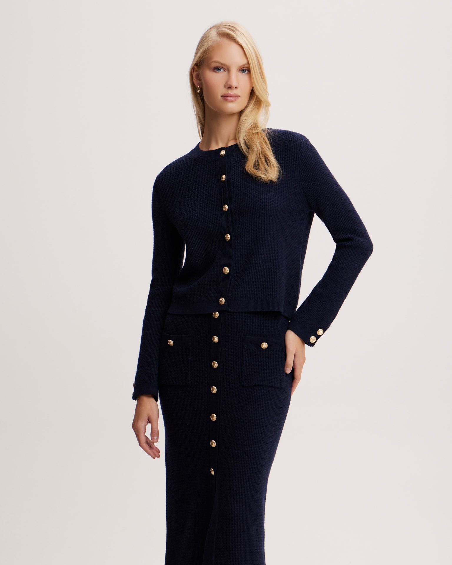 Merino wool cardigan, Dark Navy — photo 2