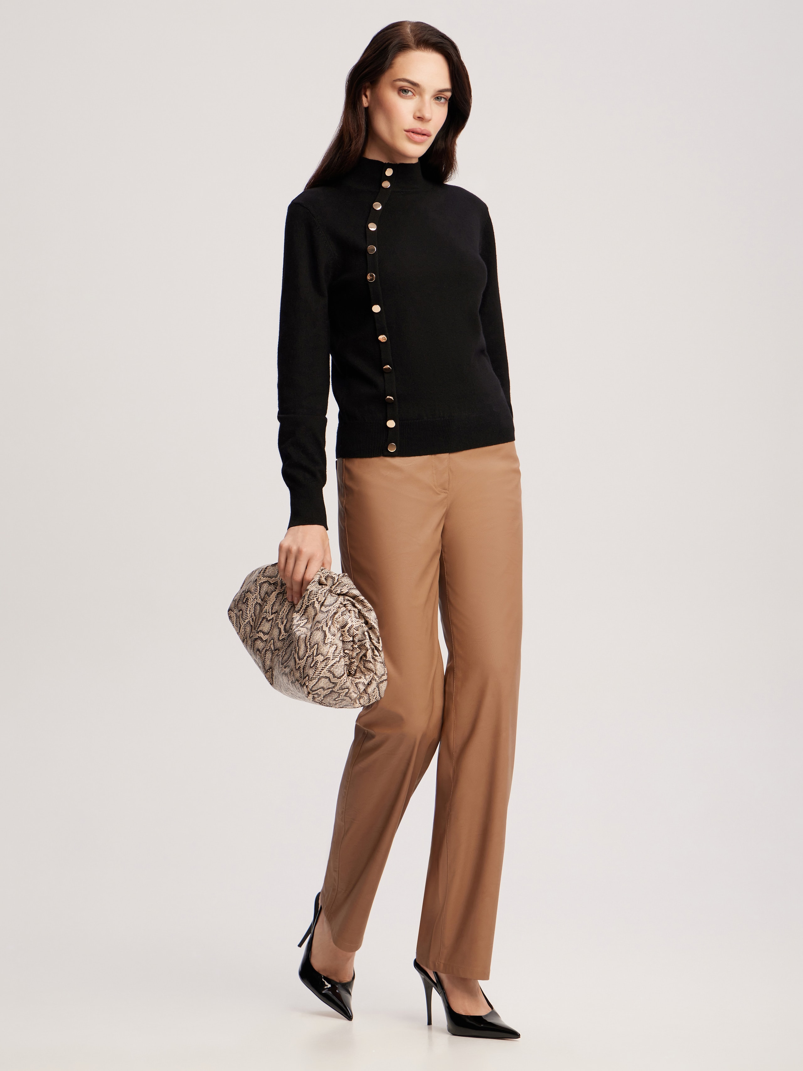 Jumper with accent buttons, Black — photo 3