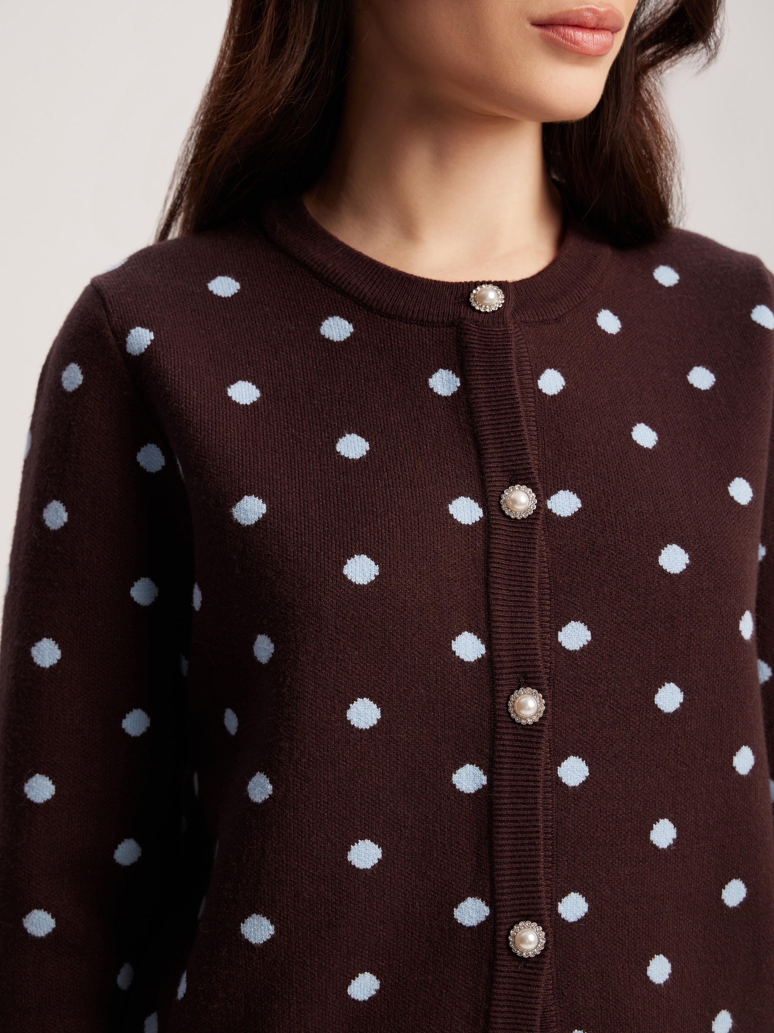 Set with a polka dot skirt, Brown — photo 6
