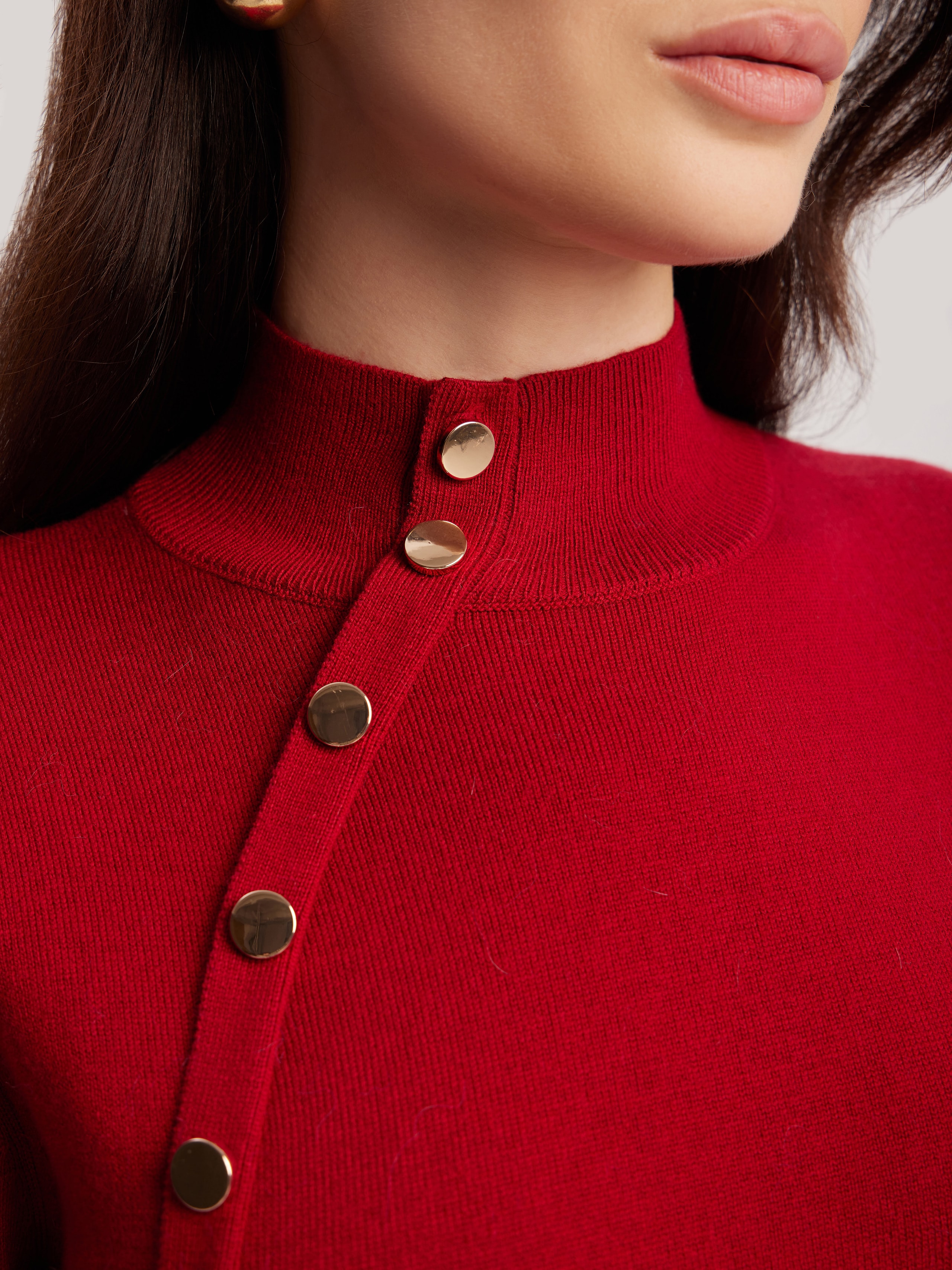 Jumper with accent buttons, Red — photo 6