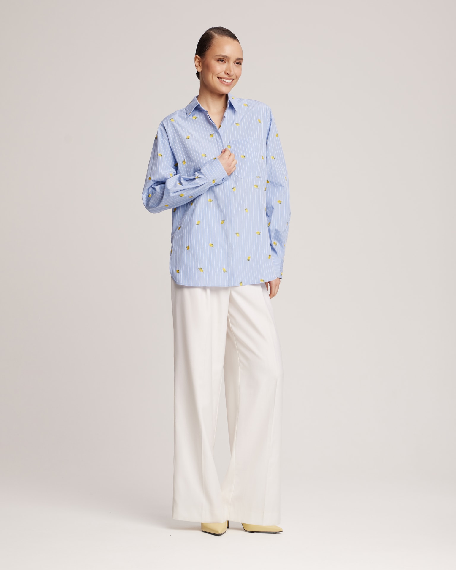 embroidered shirt, blue — photo 3