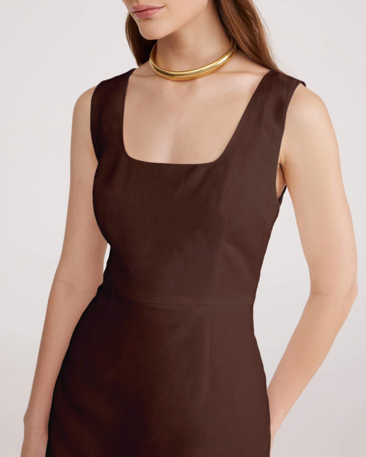 Brown linen dress