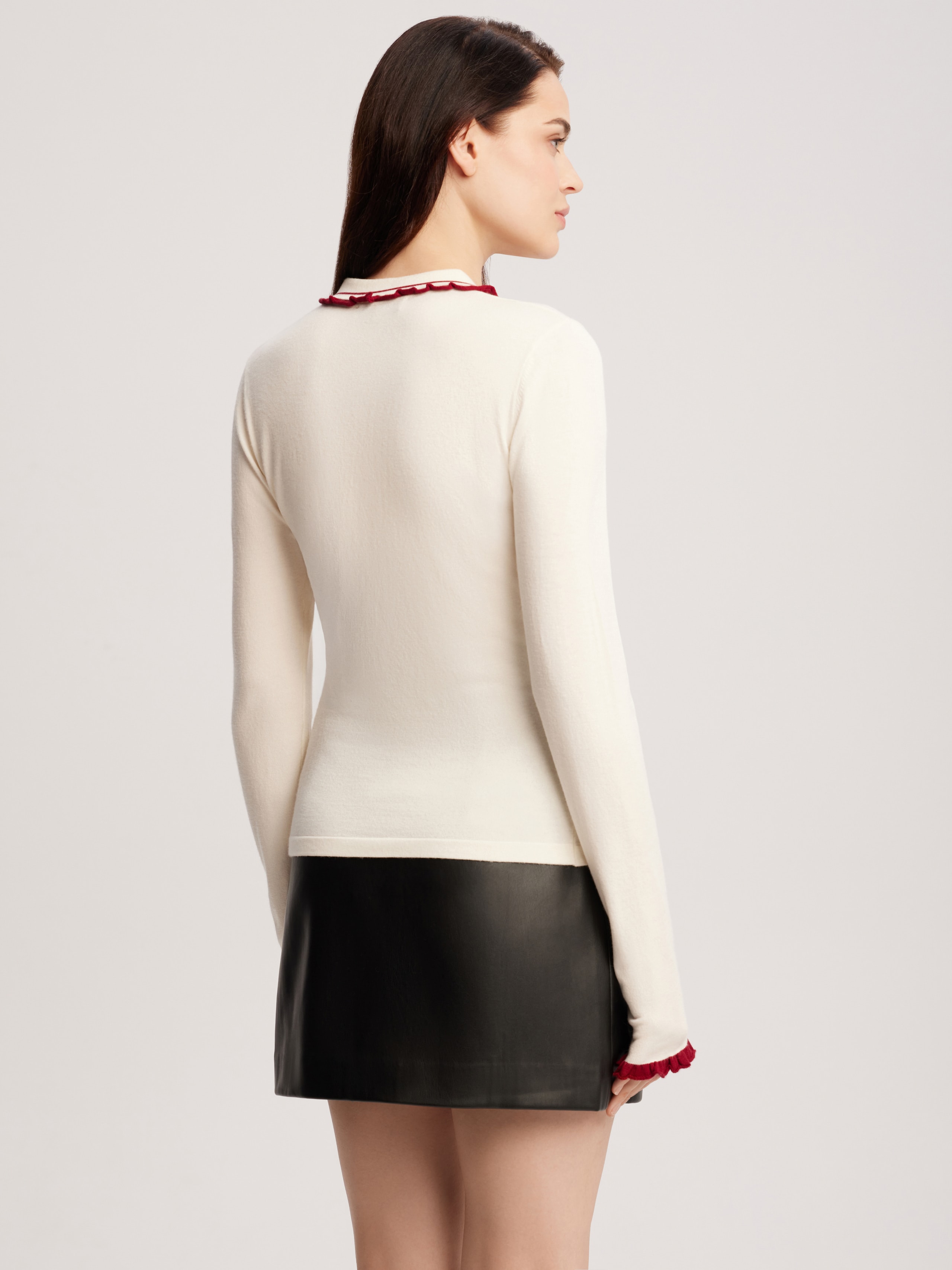 long-sleeved polo shirt, Milk — photo 8