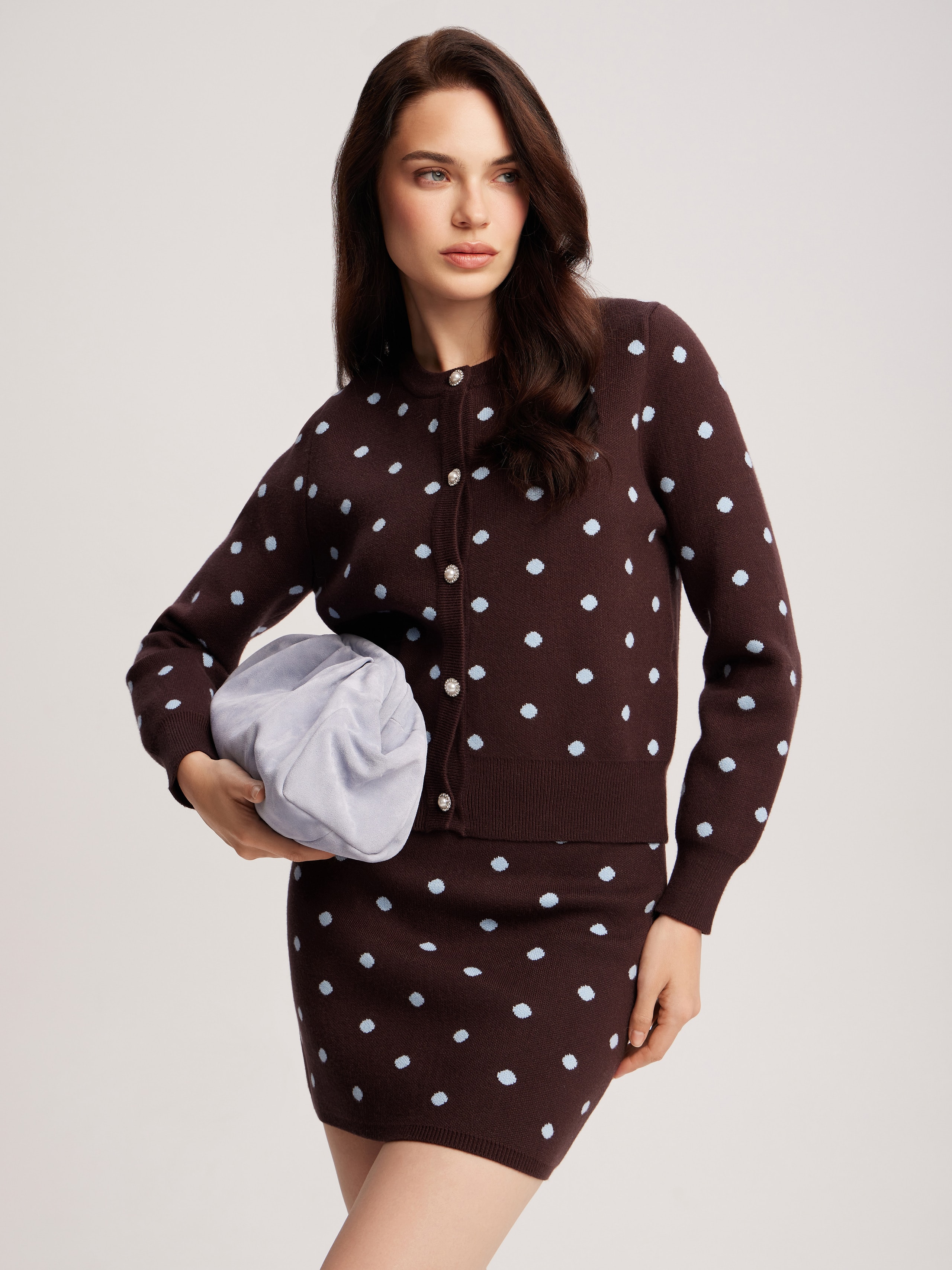 Set with a polka dot skirt, Brown — photo 2
