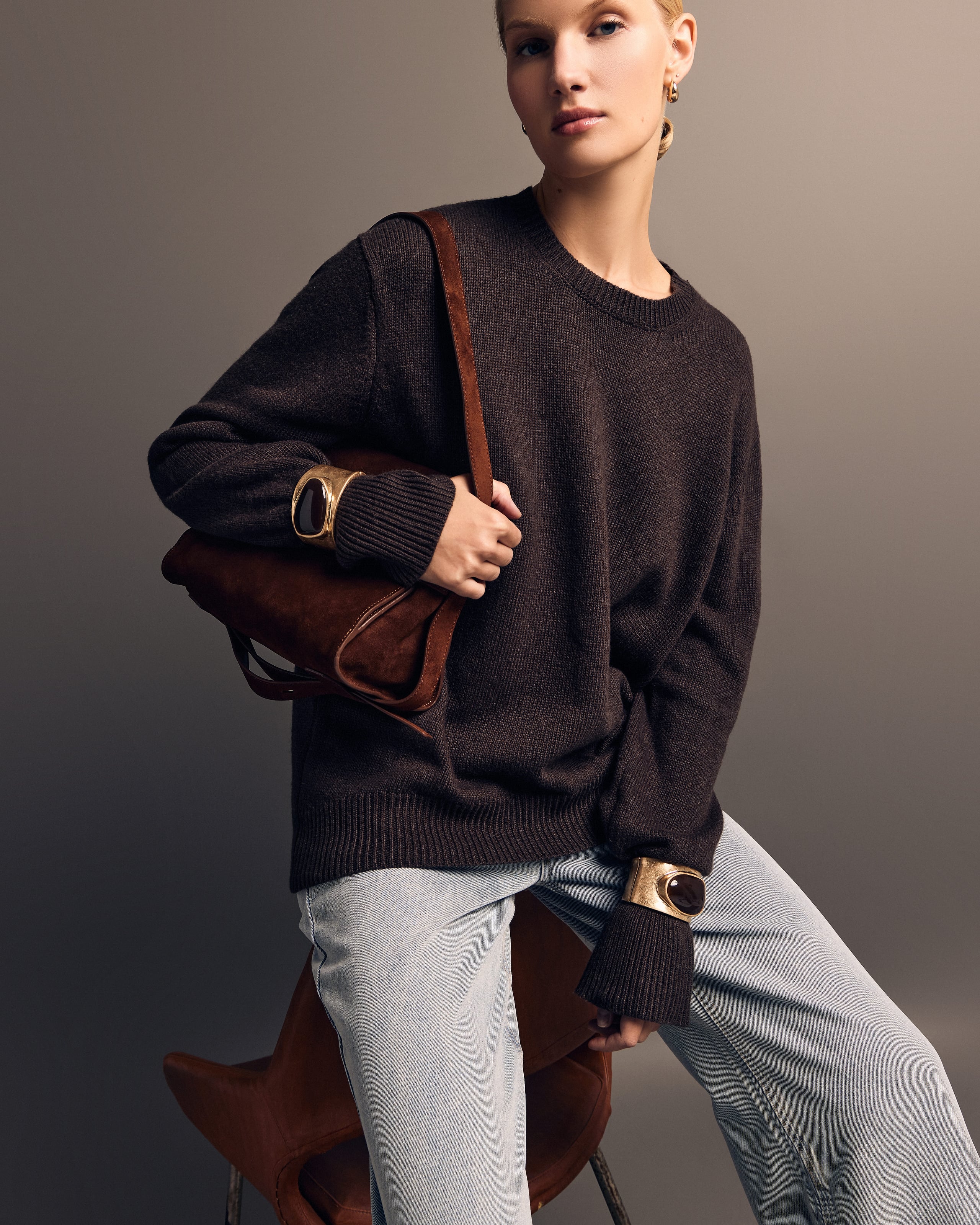 Oversize jumper in chocolate brown