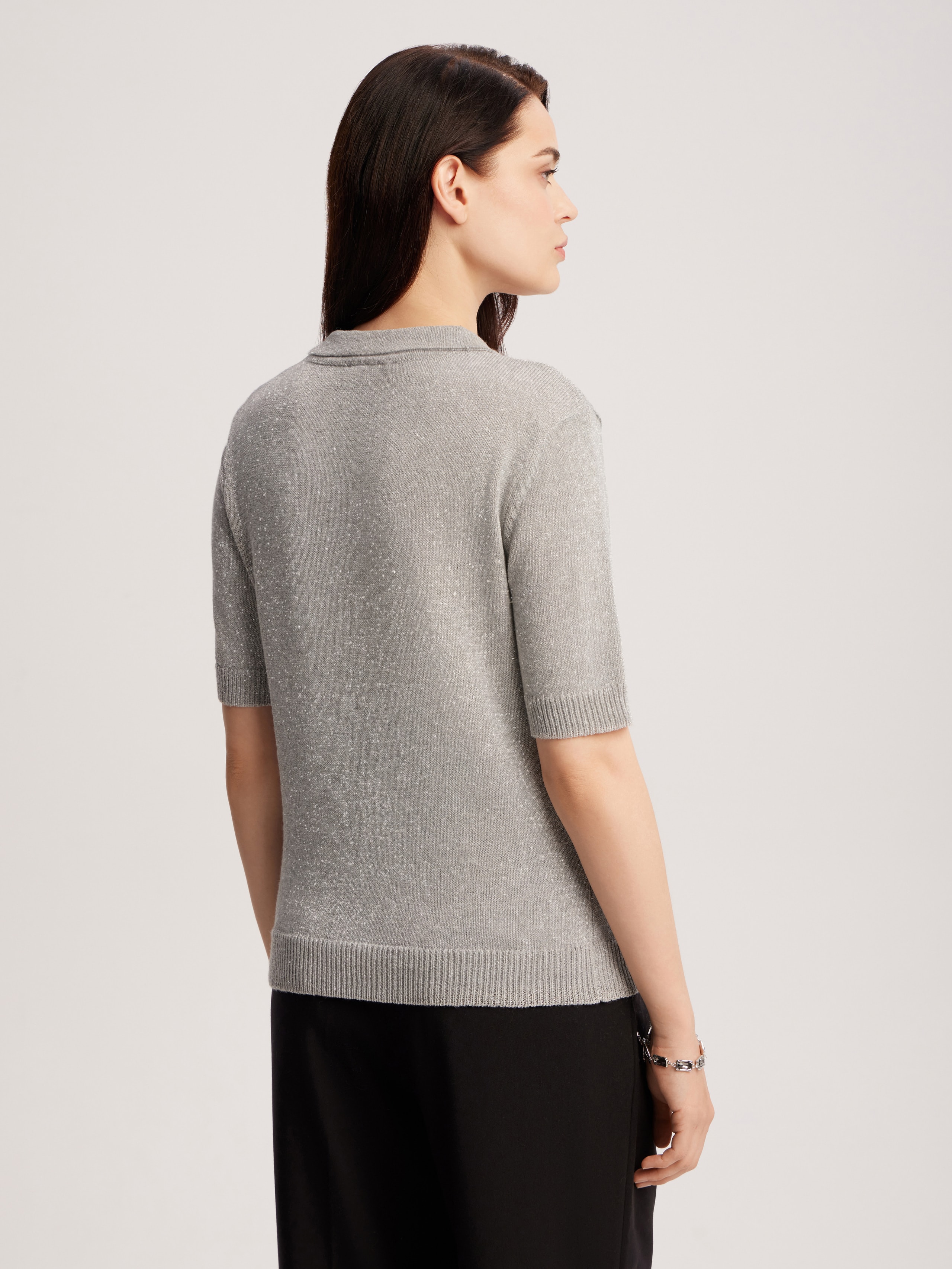 polo shirt with lurex, Gray — photo 7