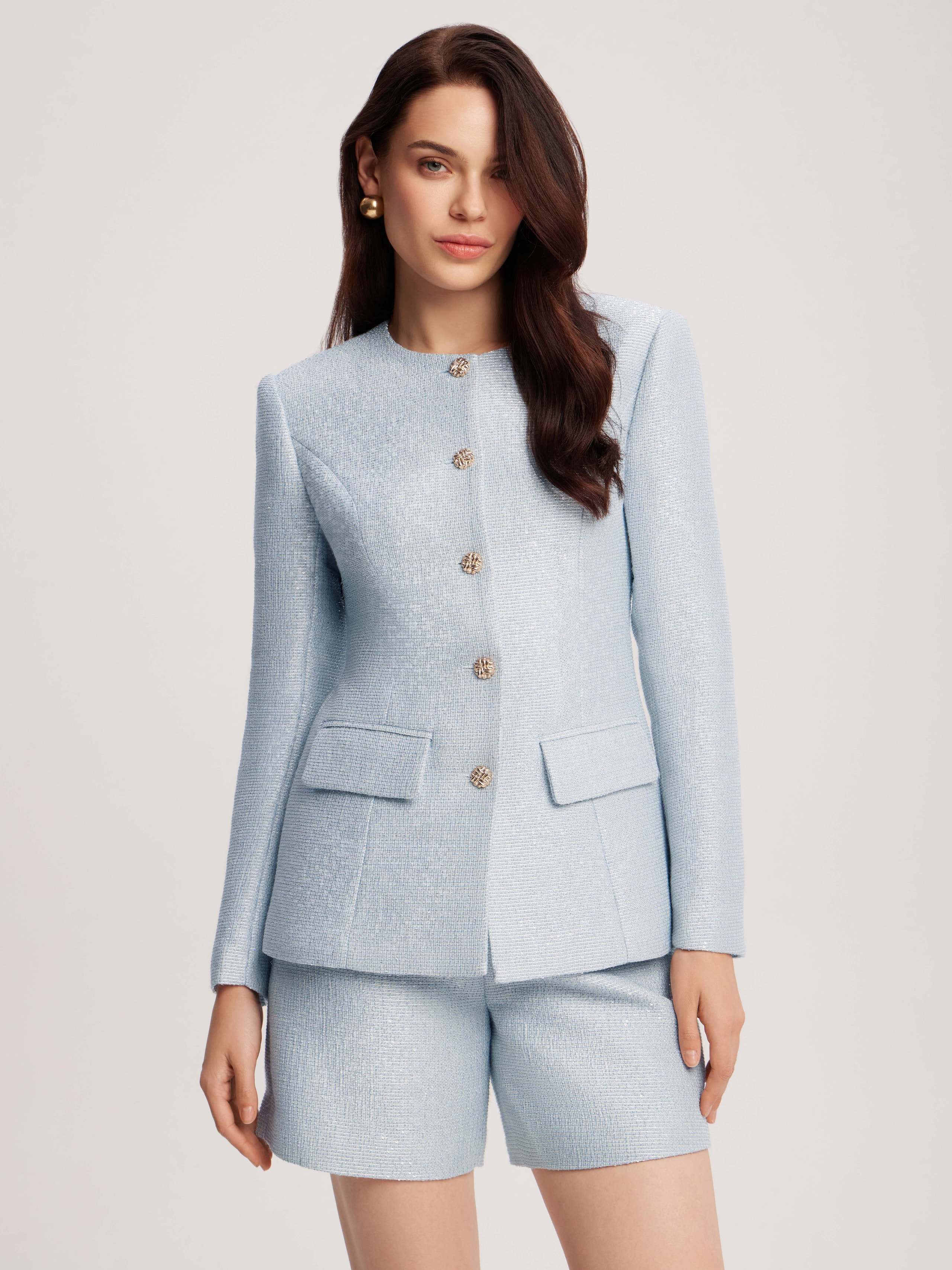 shimmering fabric jacket, Light blue