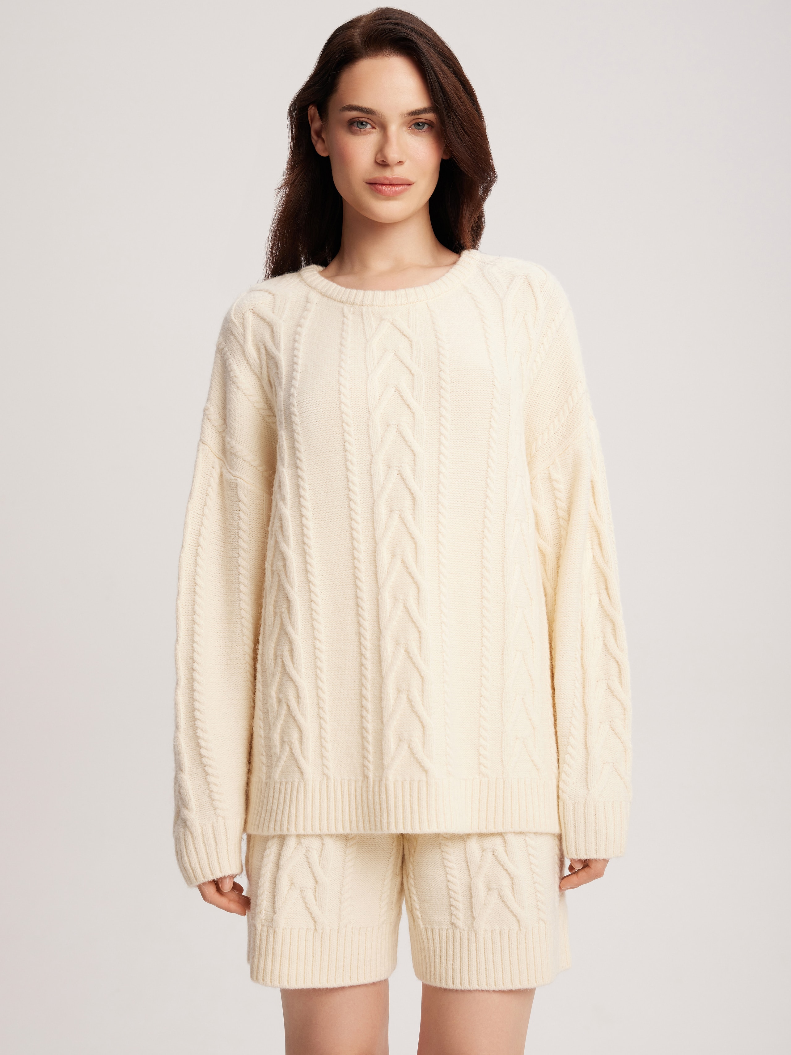 Knitted suit with shorts, Milk — photo 6