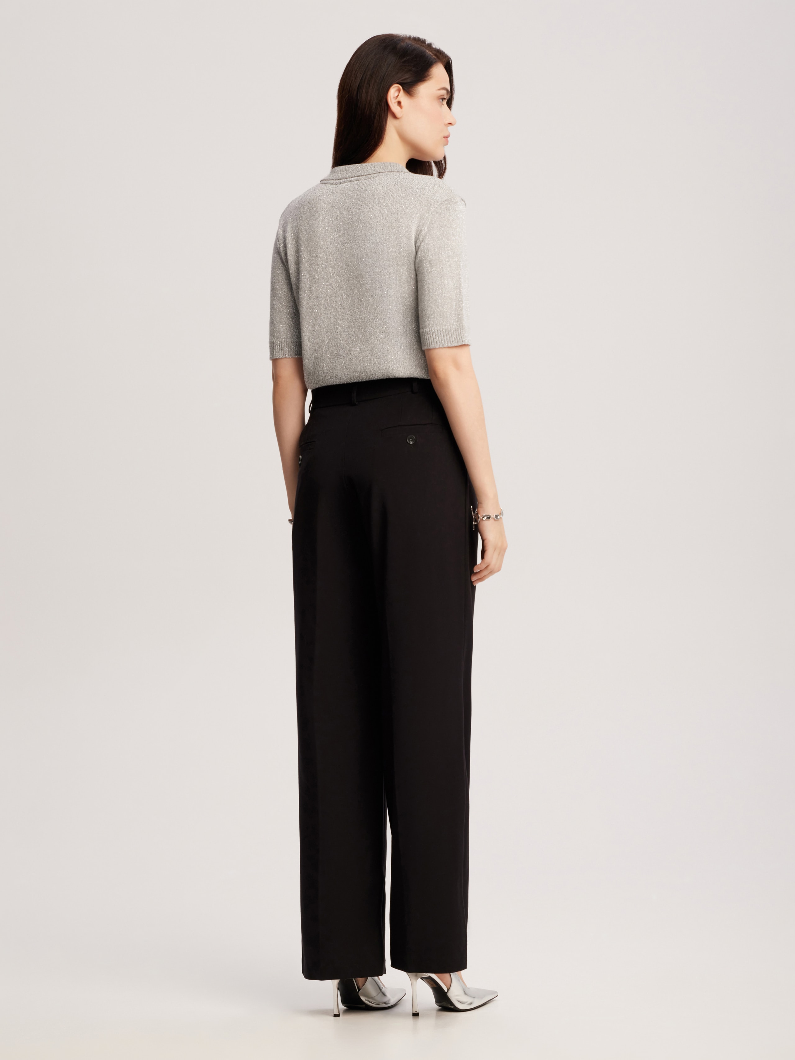 polo shirt with lurex, Gray — photo 8