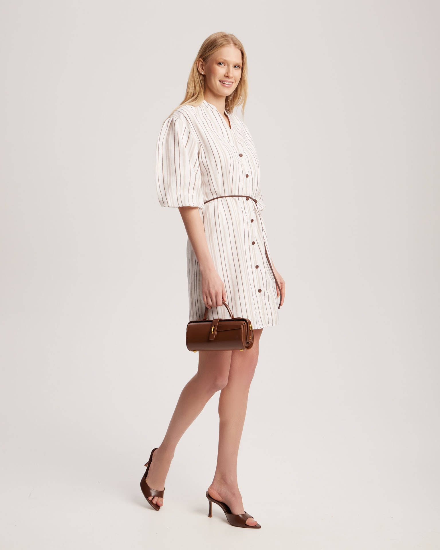 Striped cotton dress, White — photo 3