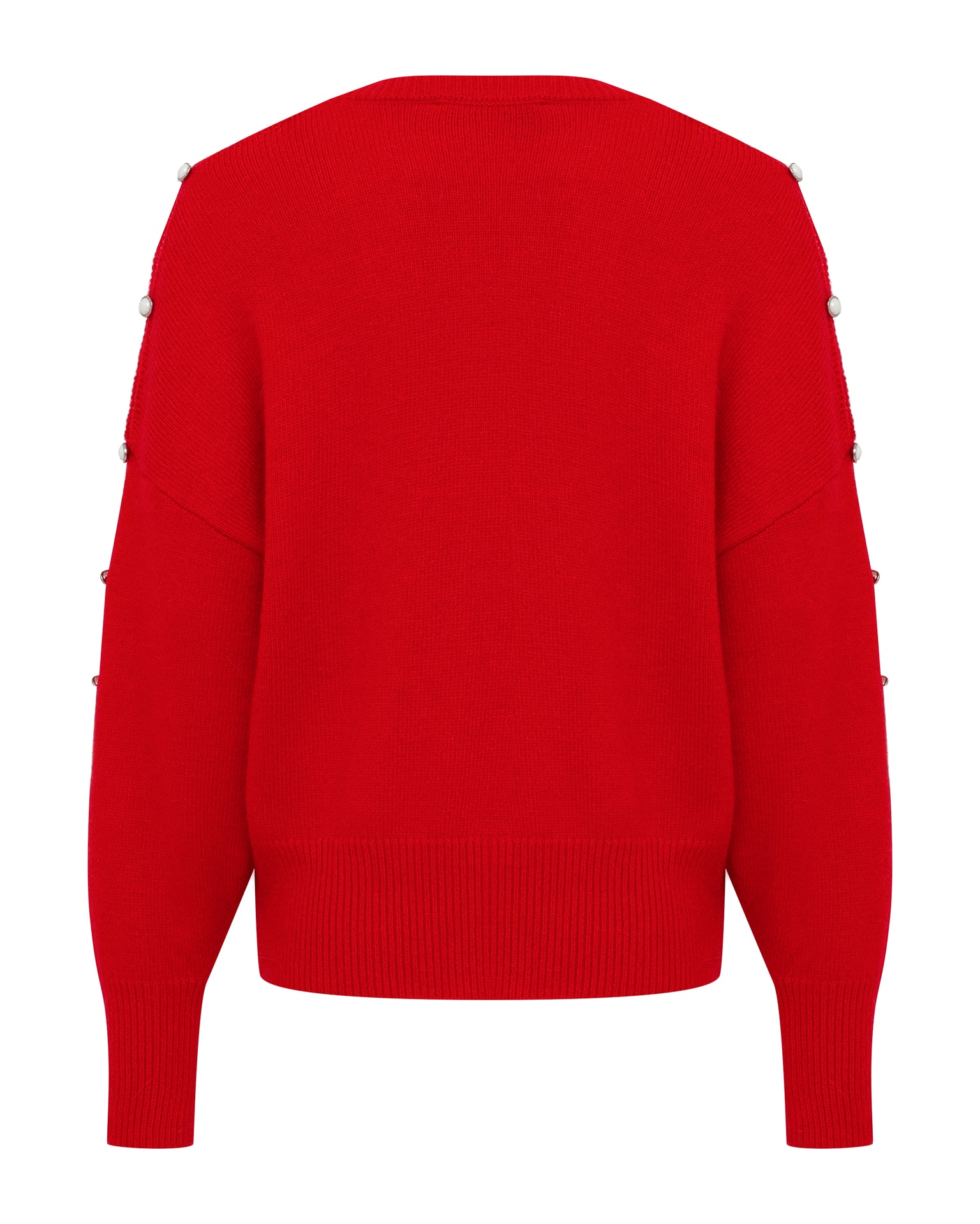 Jumper with accent buttoned sleeves, Red — photo 9