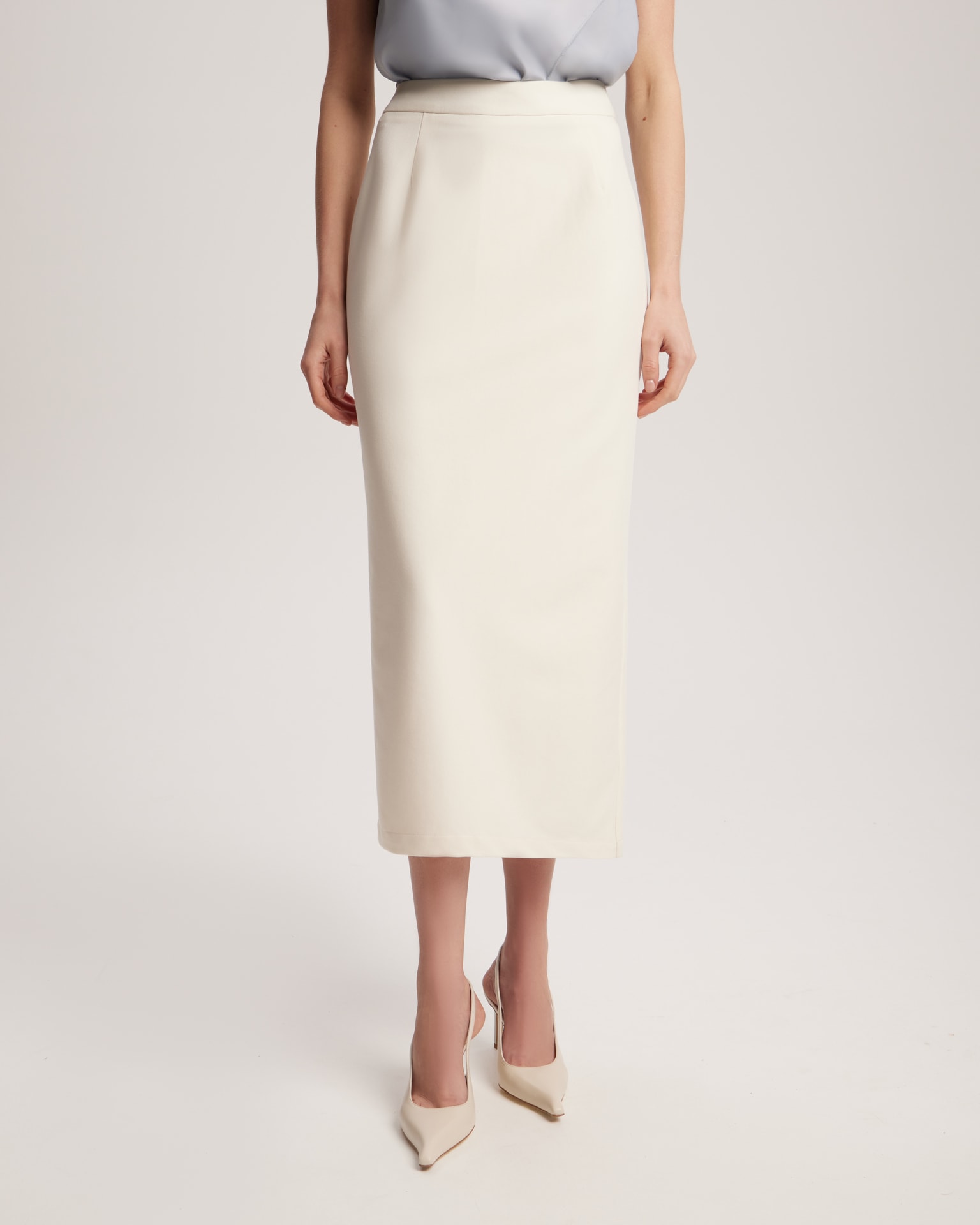Straight-cut skirt in milky color, Milk — photo 6