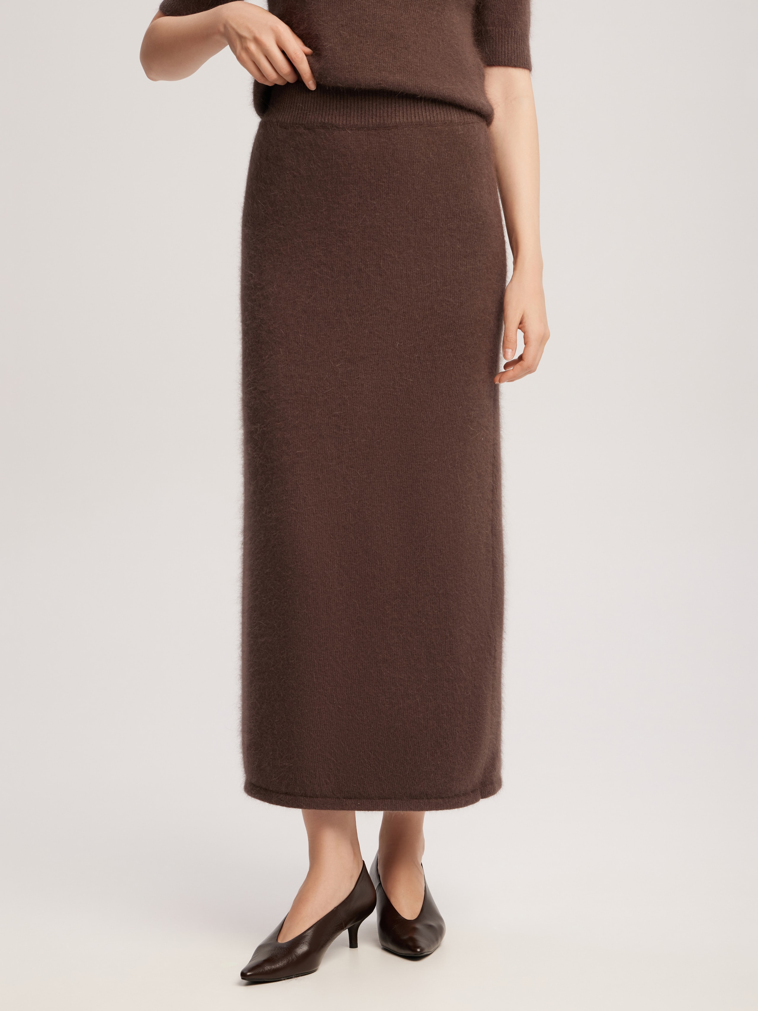 Angora midi skirt, Brown