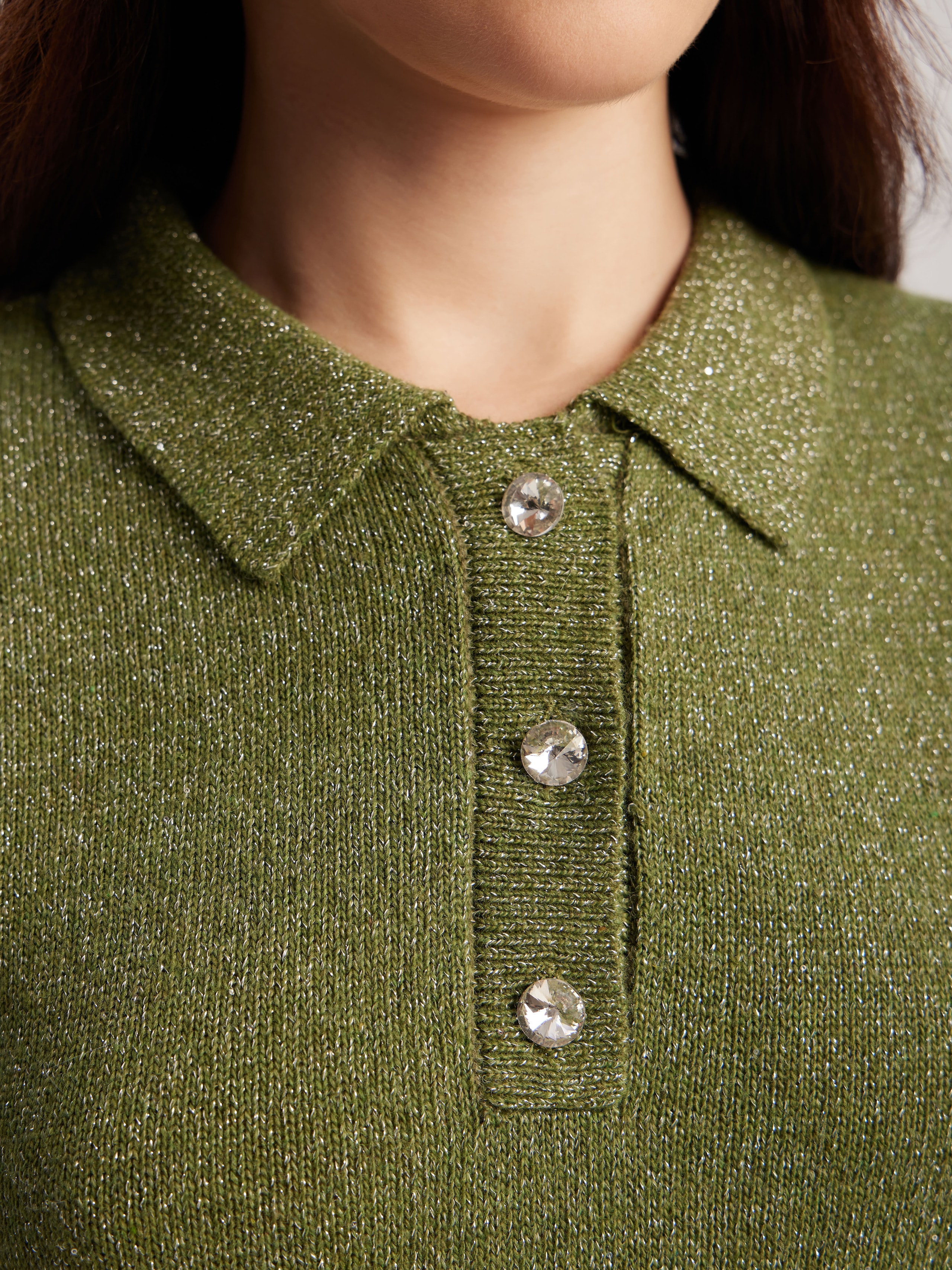 polo shirt with lurex, Green — photo 4
