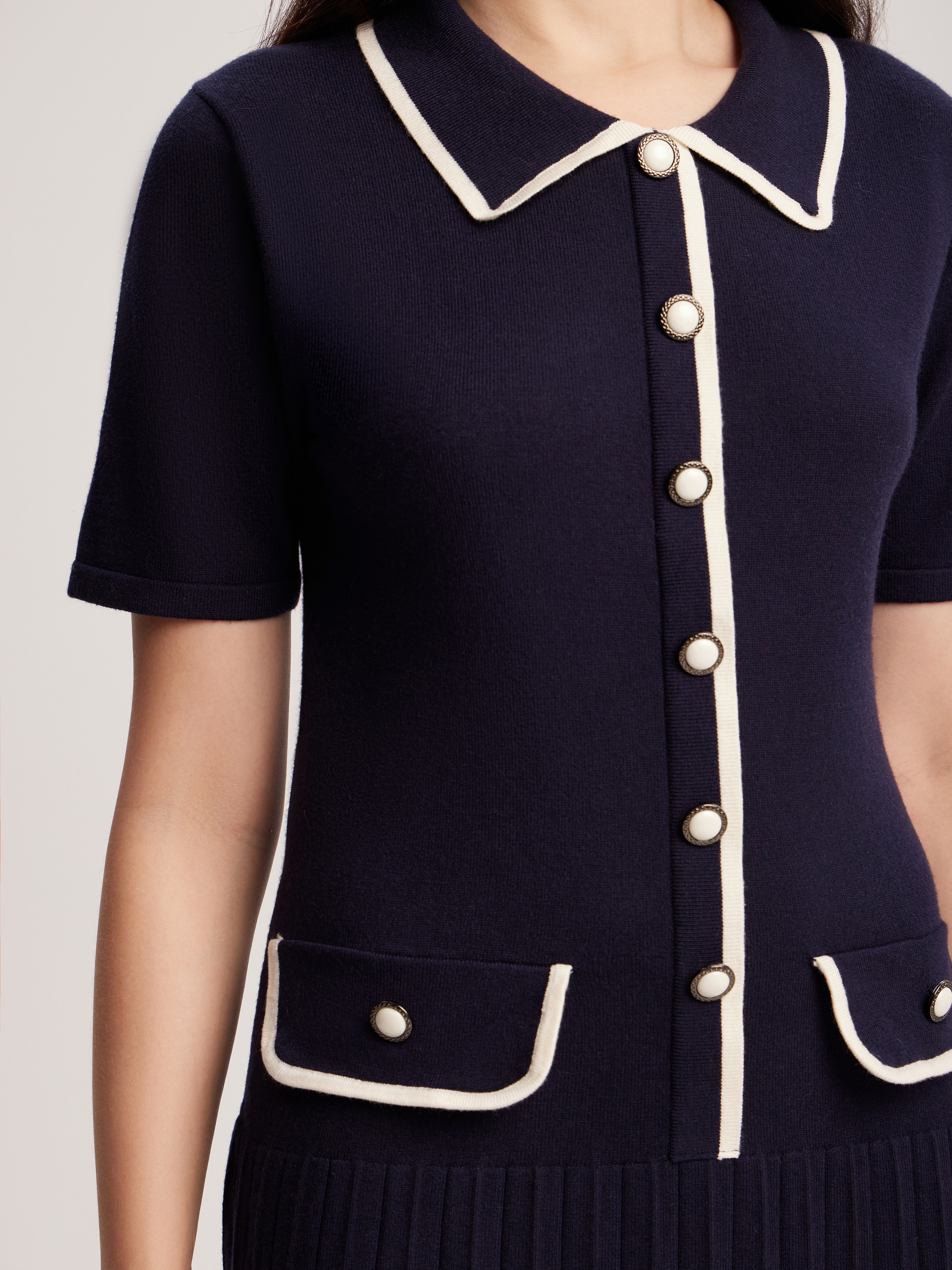 Dress with pleated hem, Blue — photo 6