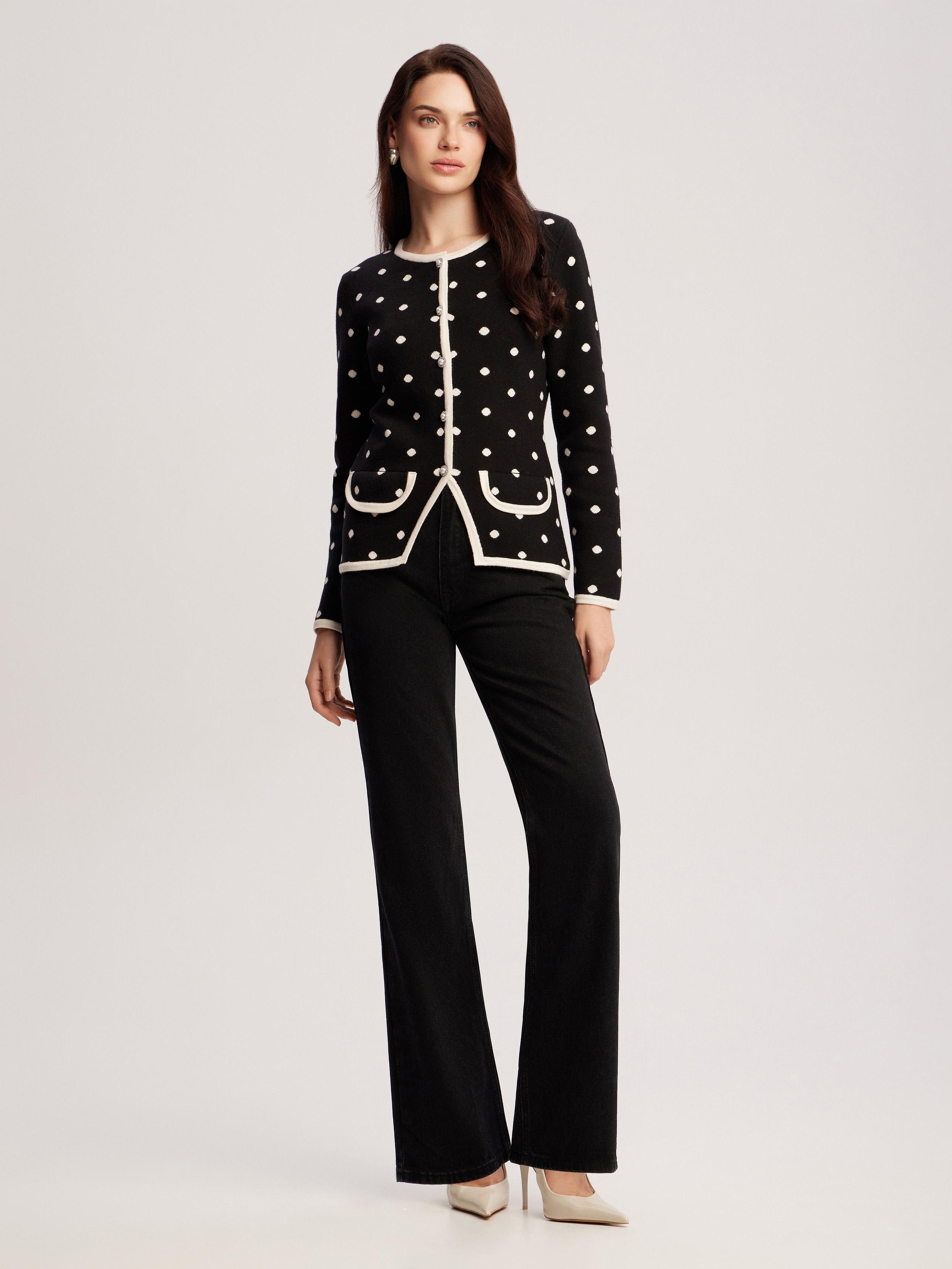 Polka dot cardigan, Black