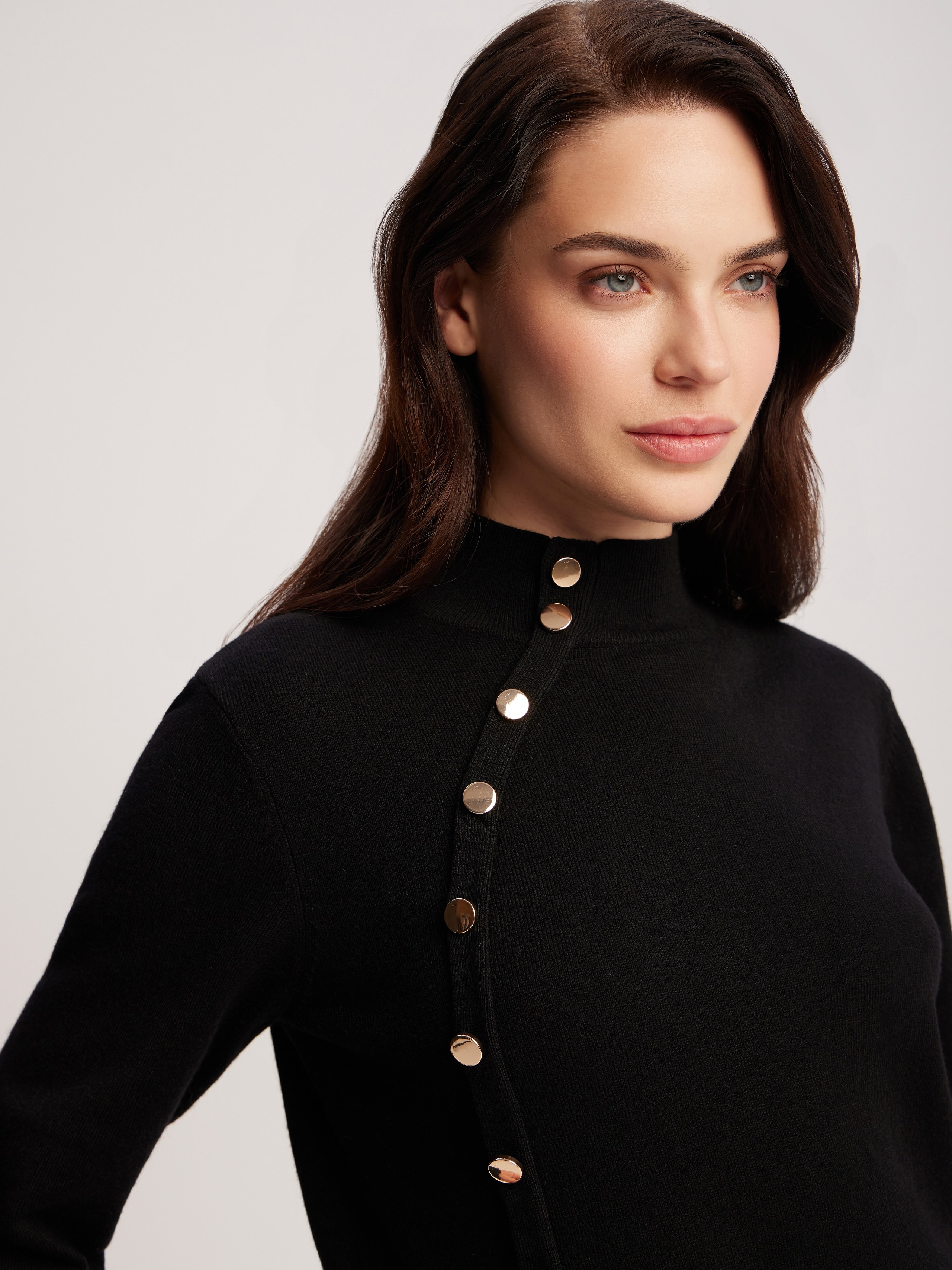 Jumper with accent buttons, Black — photo 4