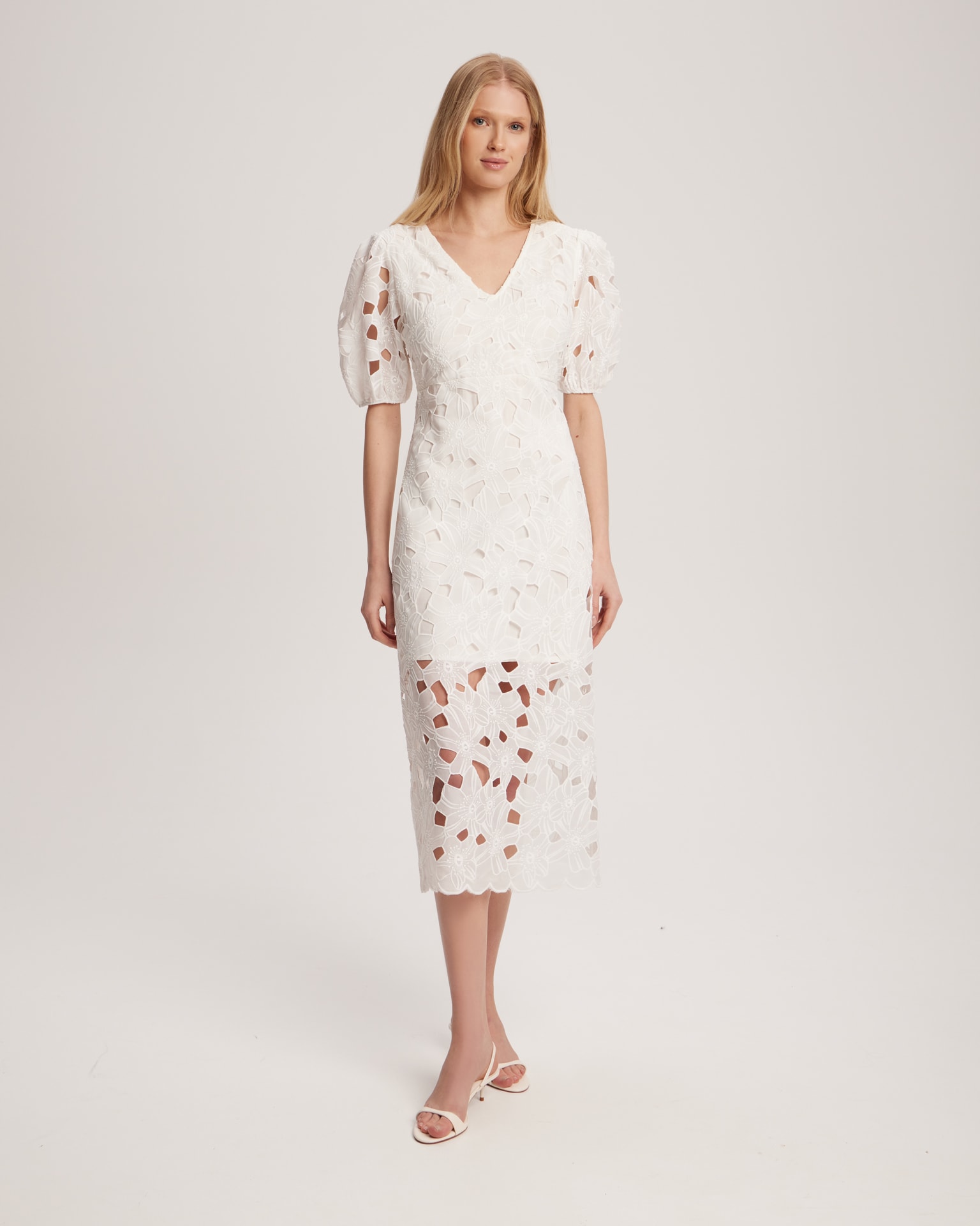 White lace dress, White — photo 2